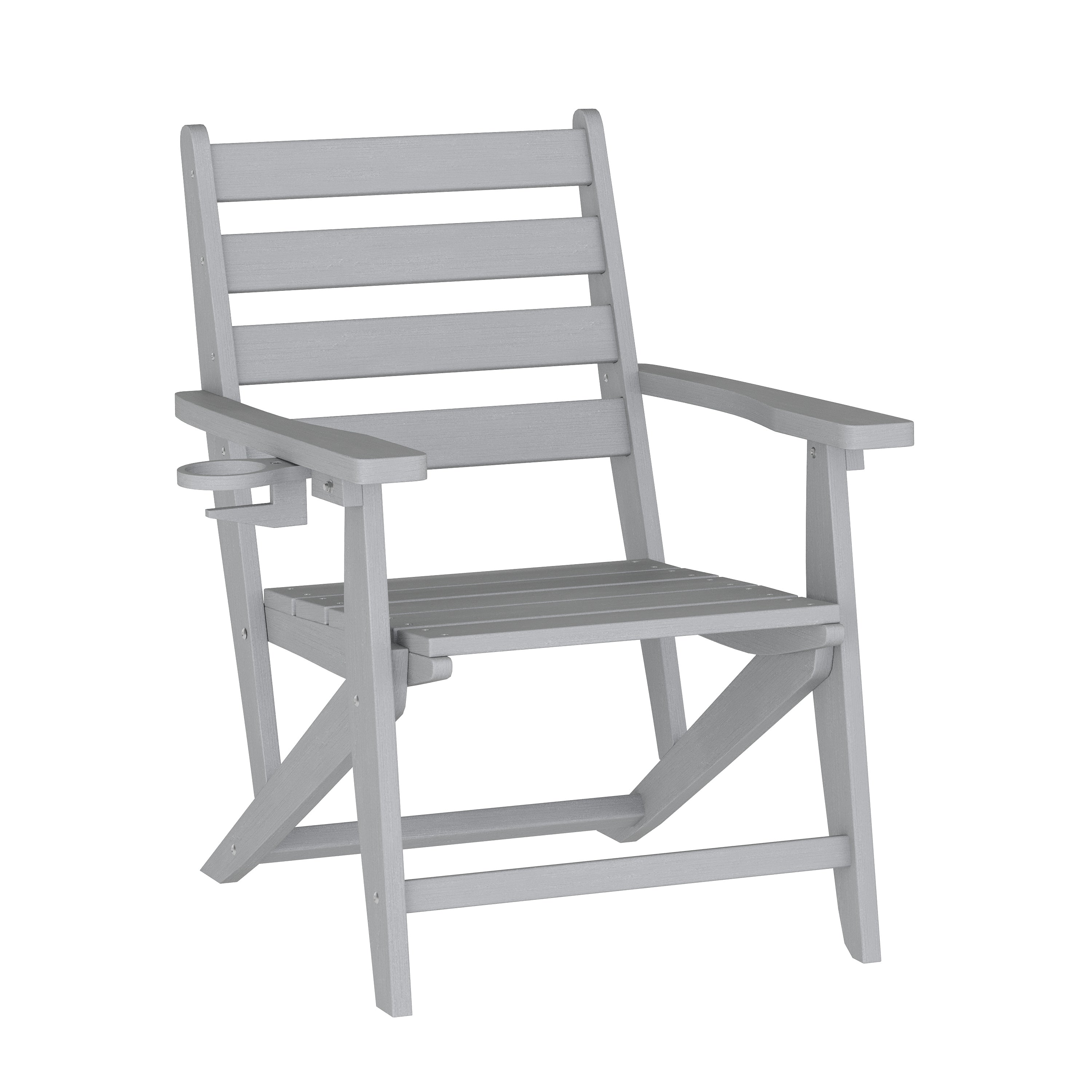 Tolleson Commercial 7 Piece Adirondack Dining Set with 72" Rectangle Indoor/Outdoor Recycled HDPE Table and 6 Chairs with Cupholders in Gray