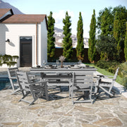 Tolleson Commercial 7 Piece Adirondack Dining Set with 72" Rectangle Indoor/Outdoor Recycled HDPE Table and 6 Chairs with Cupholders in Gray