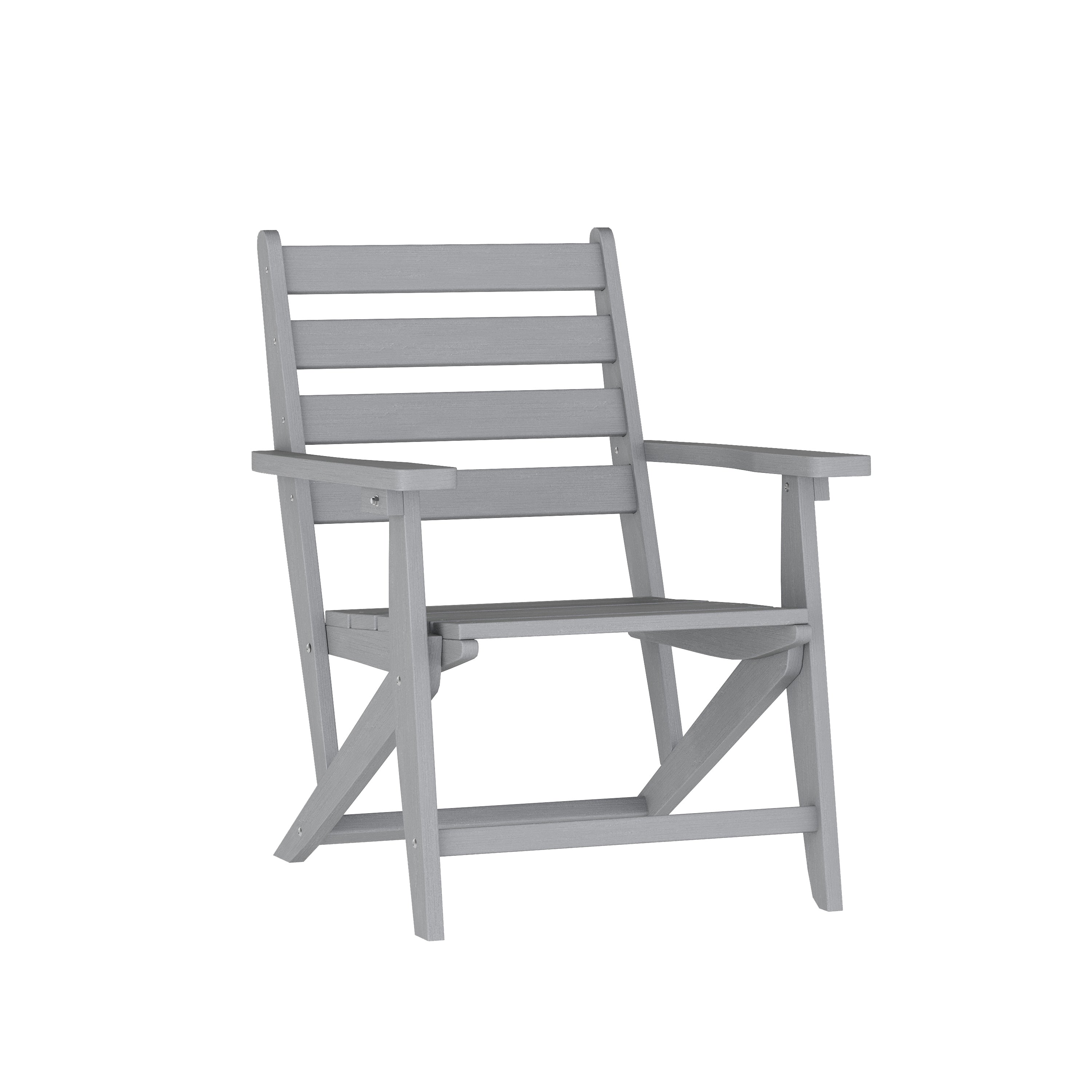 Tolleson Commercial 7 Piece Adirondack Dining Set with 72" Rectangle Indoor/Outdoor Recycled HDPE Table and 6 Chairs with Cupholders in Gray