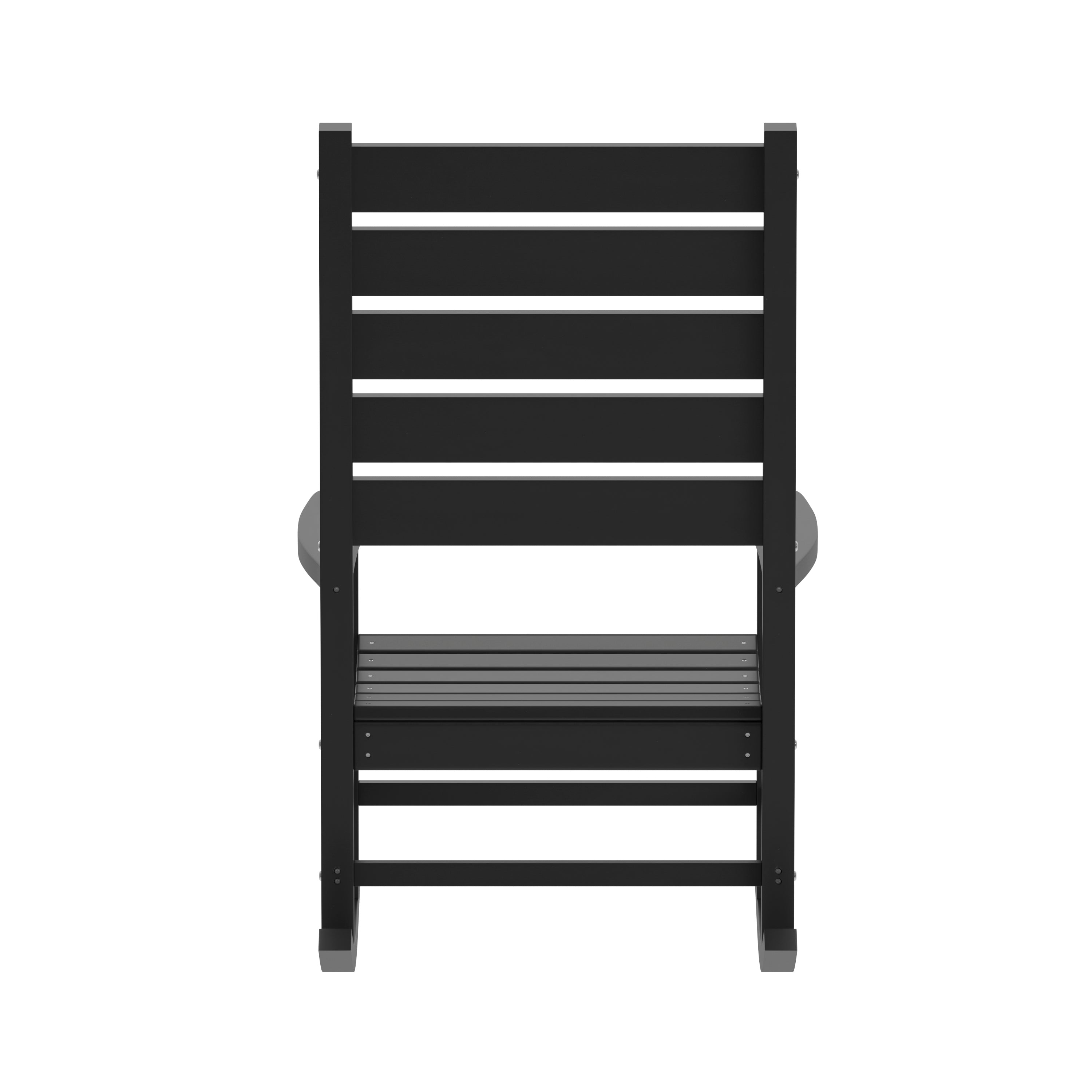 Manchester Contemporary Rocking Chair, All-Weather HDPE Indoor/Outdoor Rocker in Black