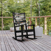 Manchester Contemporary Rocking Chair, All-Weather HDPE Indoor/Outdoor Rocker in Black
