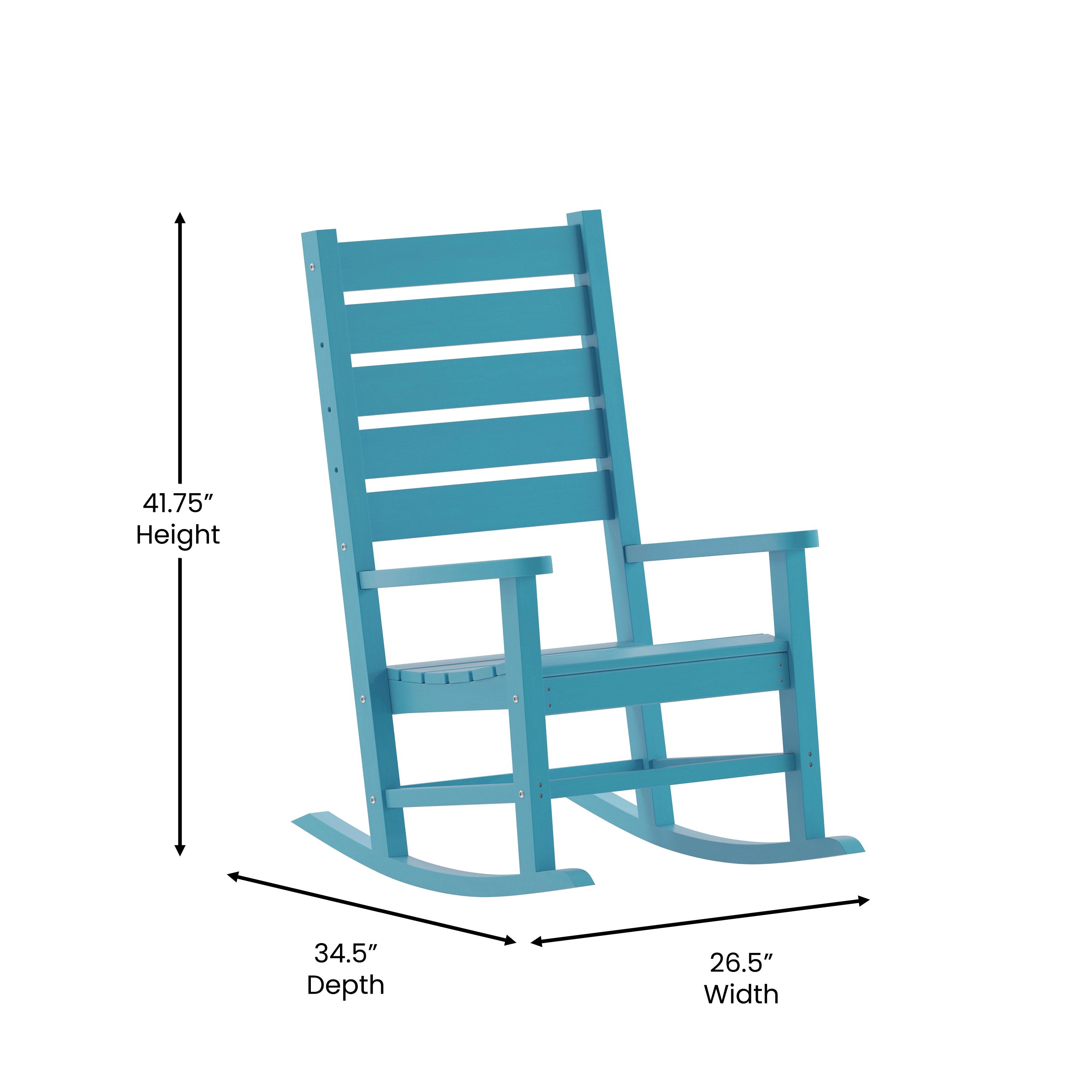Manchester Contemporary Rocking Chair, All-Weather HDPE Indoor/Outdoor Rocker in Blue