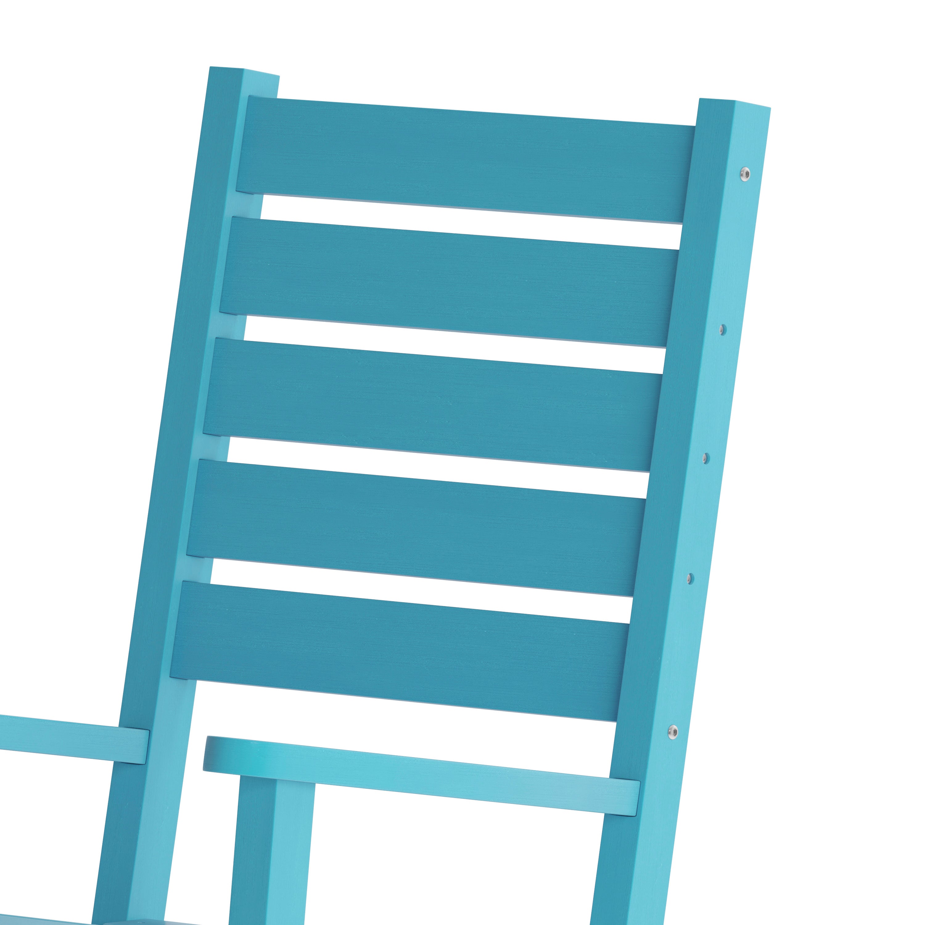 Manchester Contemporary Rocking Chair, All-Weather HDPE Indoor/Outdoor Rocker in Blue