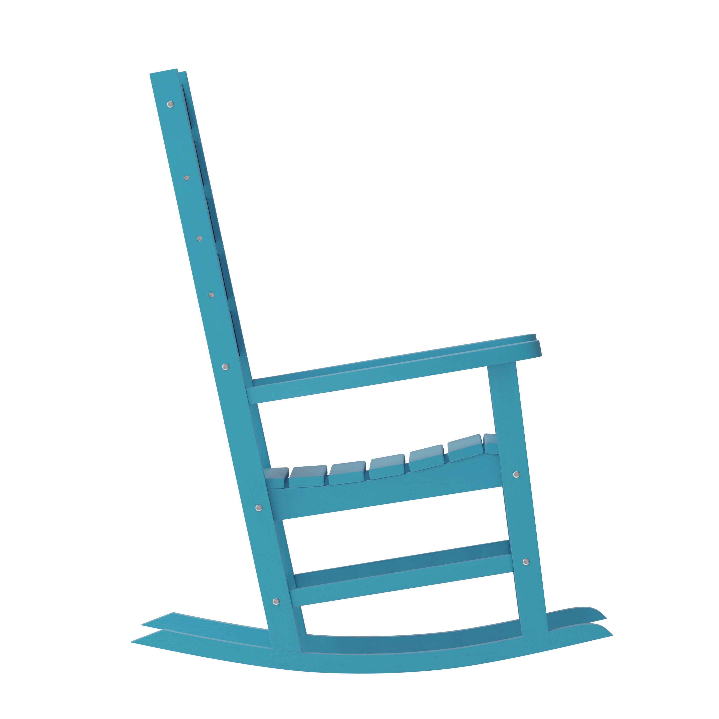 Manchester Contemporary Rocking Chair, All-Weather HDPE Indoor/Outdoor Rocker in Blue