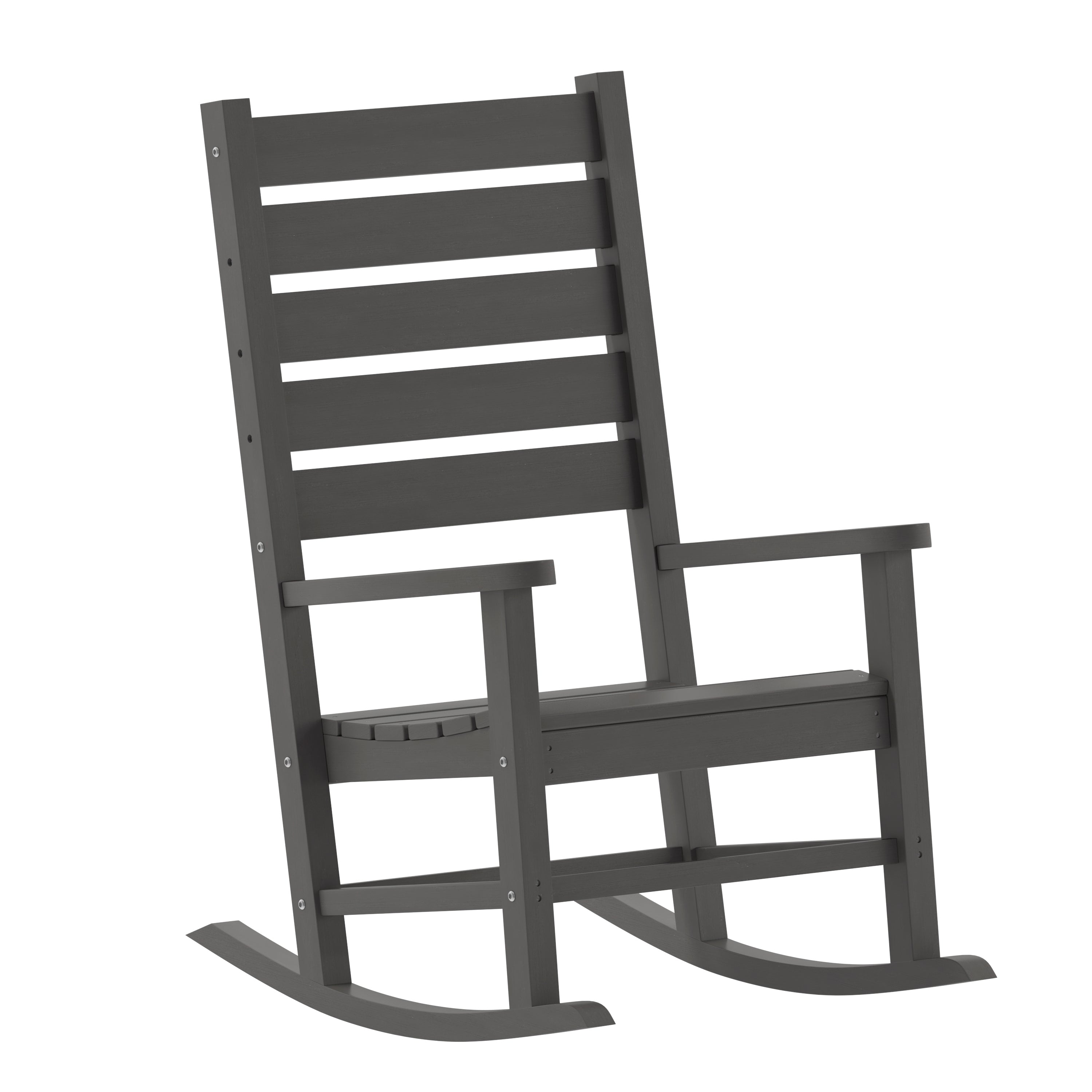 Manchester Contemporary Rocking Chair, All-Weather HDPE Indoor/Outdoor Rocker in Gray