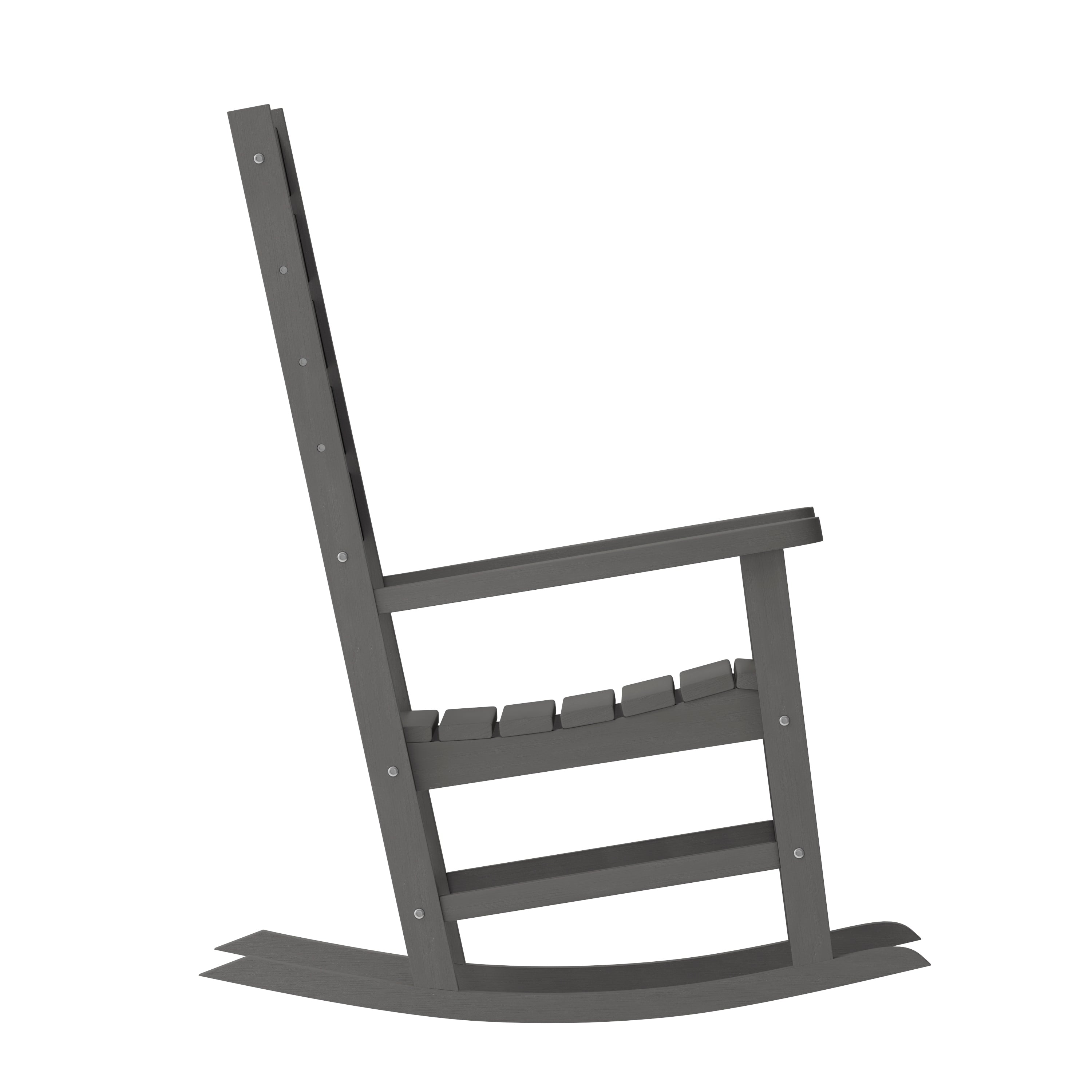 Manchester Contemporary Rocking Chair, All-Weather HDPE Indoor/Outdoor Rocker in Gray