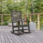 Manchester Contemporary Rocking Chair, All-Weather HDPE Indoor/Outdoor Rocker in Gray