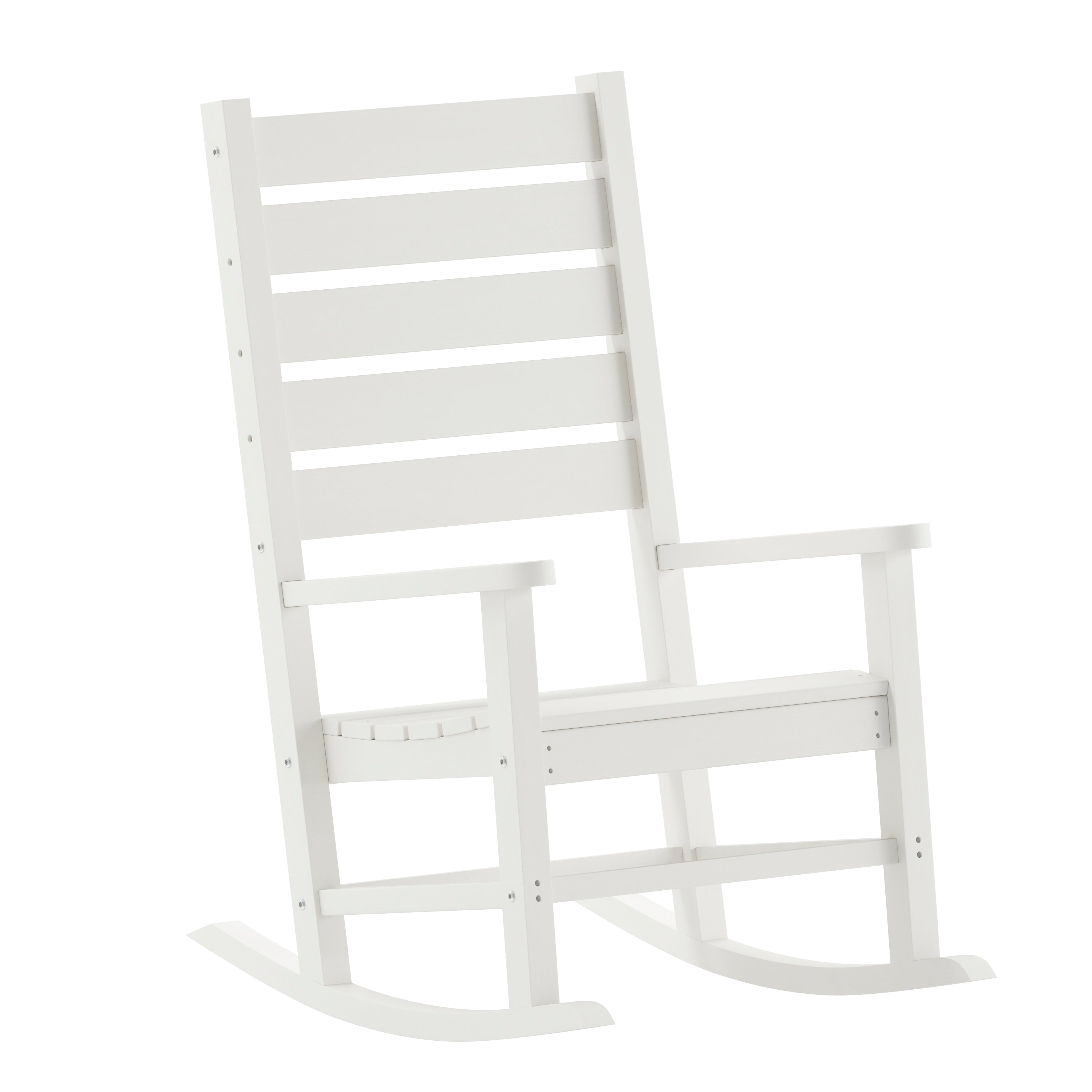 Manchester Contemporary Rocking Chair, All-Weather HDPE Indoor/Outdoor Rocker in White