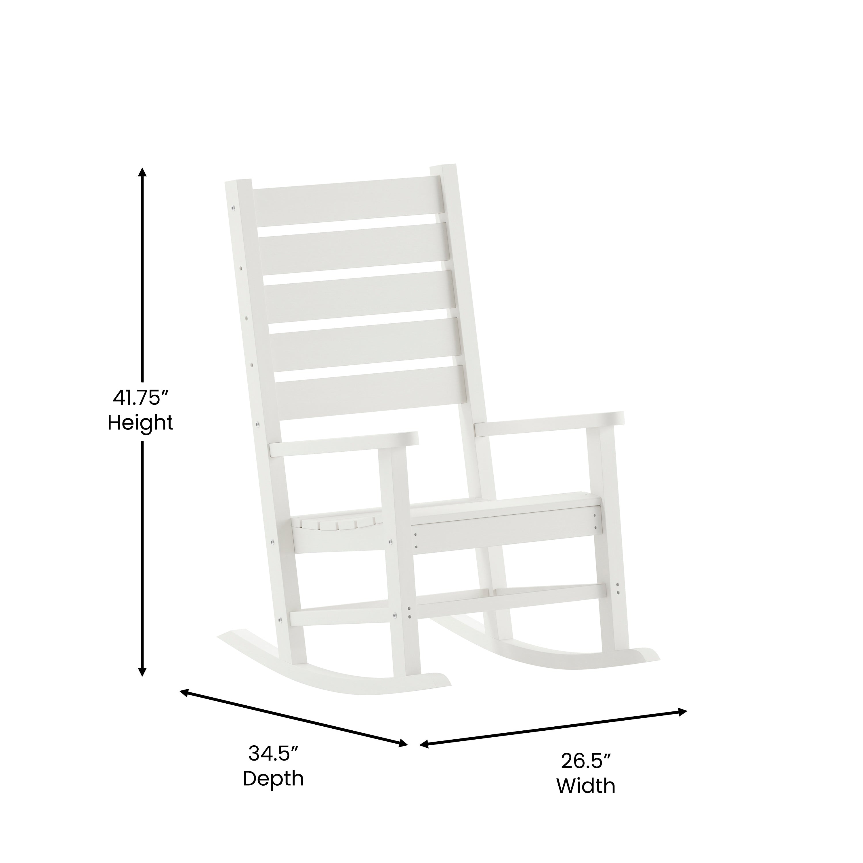 Manchester Contemporary Rocking Chair, All-Weather HDPE Indoor/Outdoor Rocker in White