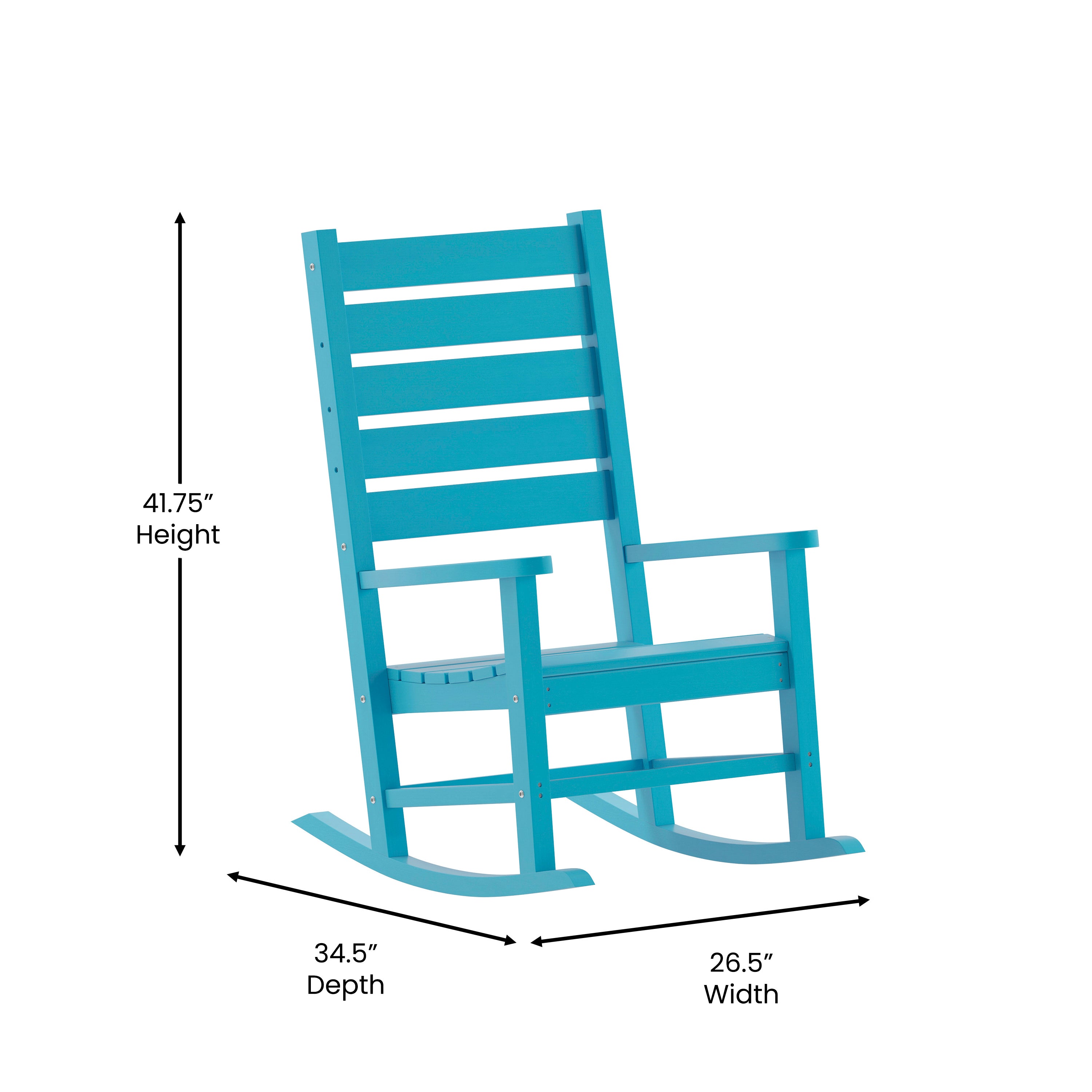 Manchester Commercial Grade 3-Piece Indoor/Outdoor Set with 2 Contemporary All-Weather HDPE Rocking Chairs and End Table in Blue