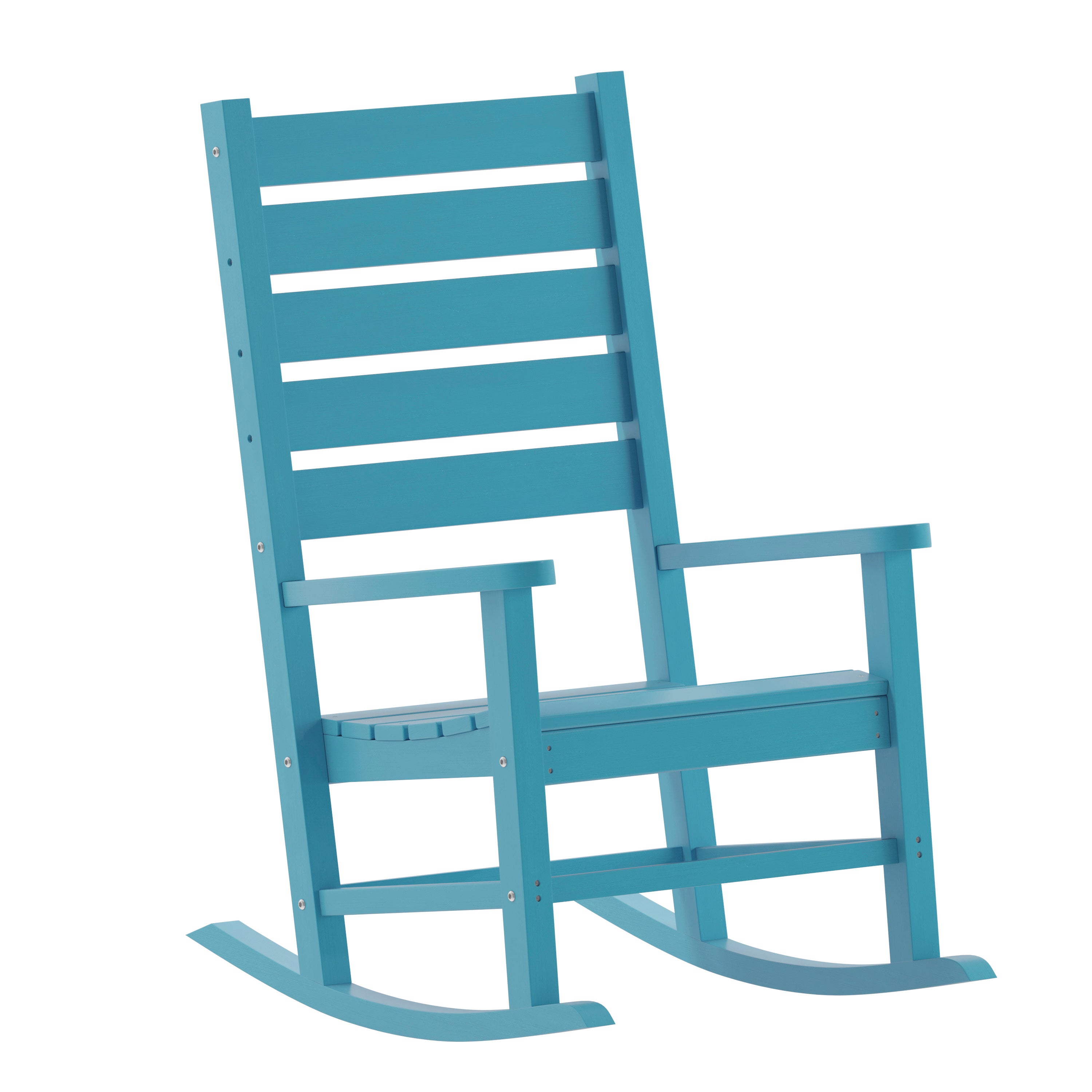 Manchester Commercial Grade 3-Piece Indoor/Outdoor Set with 2 Contemporary All-Weather HDPE Rocking Chairs and End Table in Blue