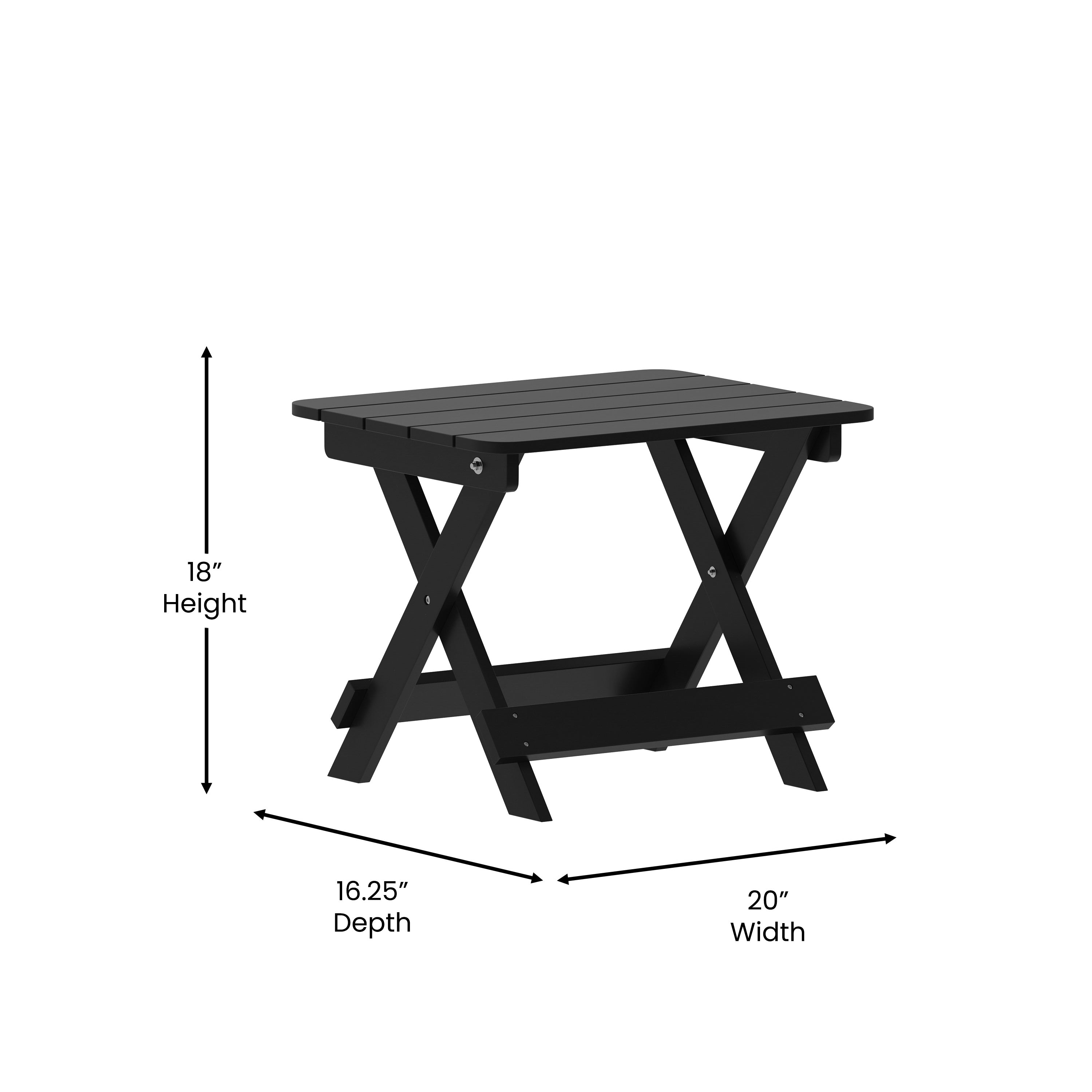 Manchester Commercial Grade 3-Piece Indoor/Outdoor Set with 2 Contemporary All-Weather HDPE Rocking Chairs and End Table in Black