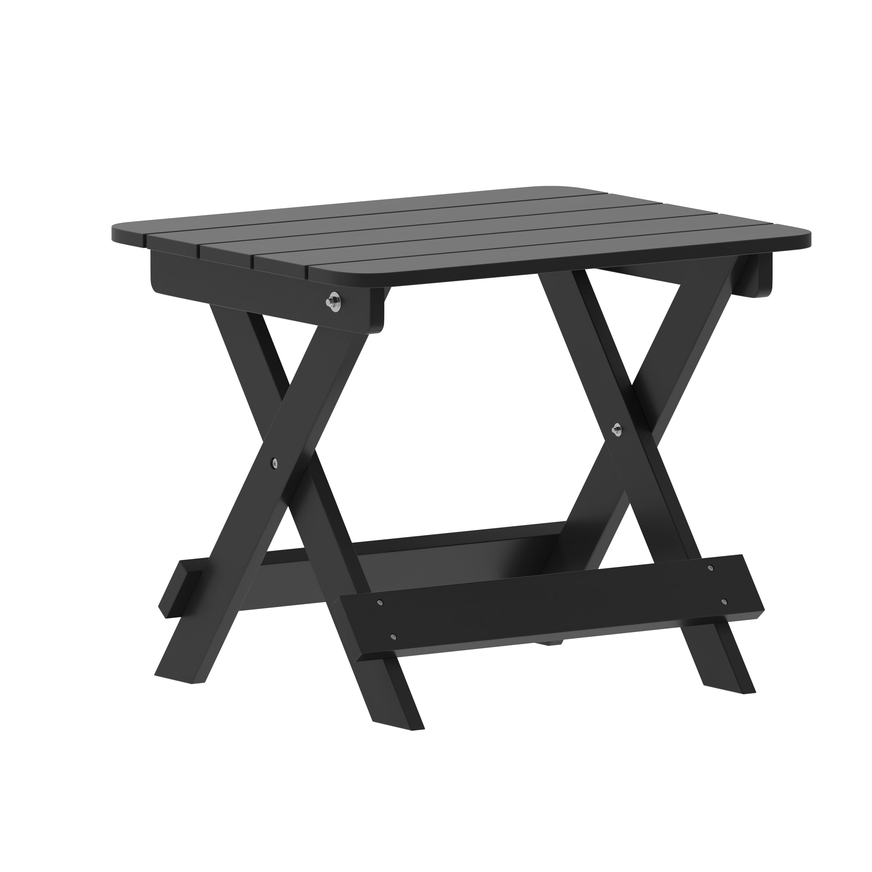 Manchester Commercial Grade 3-Piece Indoor/Outdoor Set with 2 Contemporary All-Weather HDPE Rocking Chairs and End Table in Black