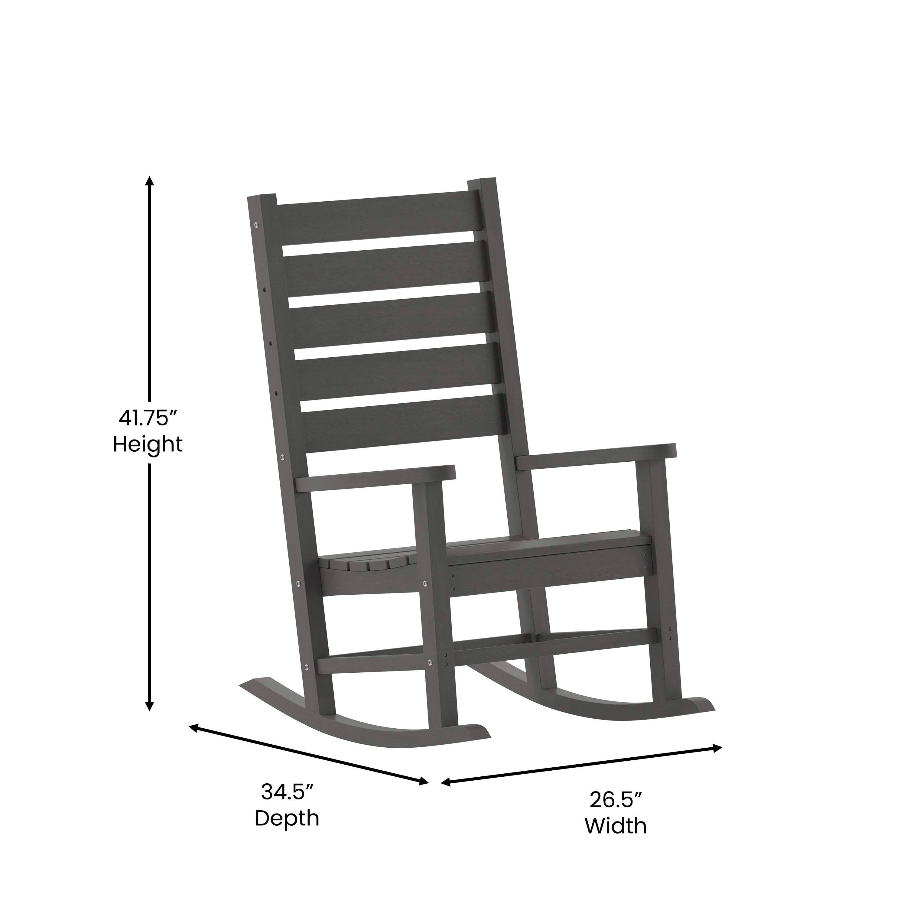 Manchester Commercial Grade 3-Piece Indoor/Outdoor Set with 2 Contemporary All-Weather HDPE Rocking Chairs and End Table in Gray