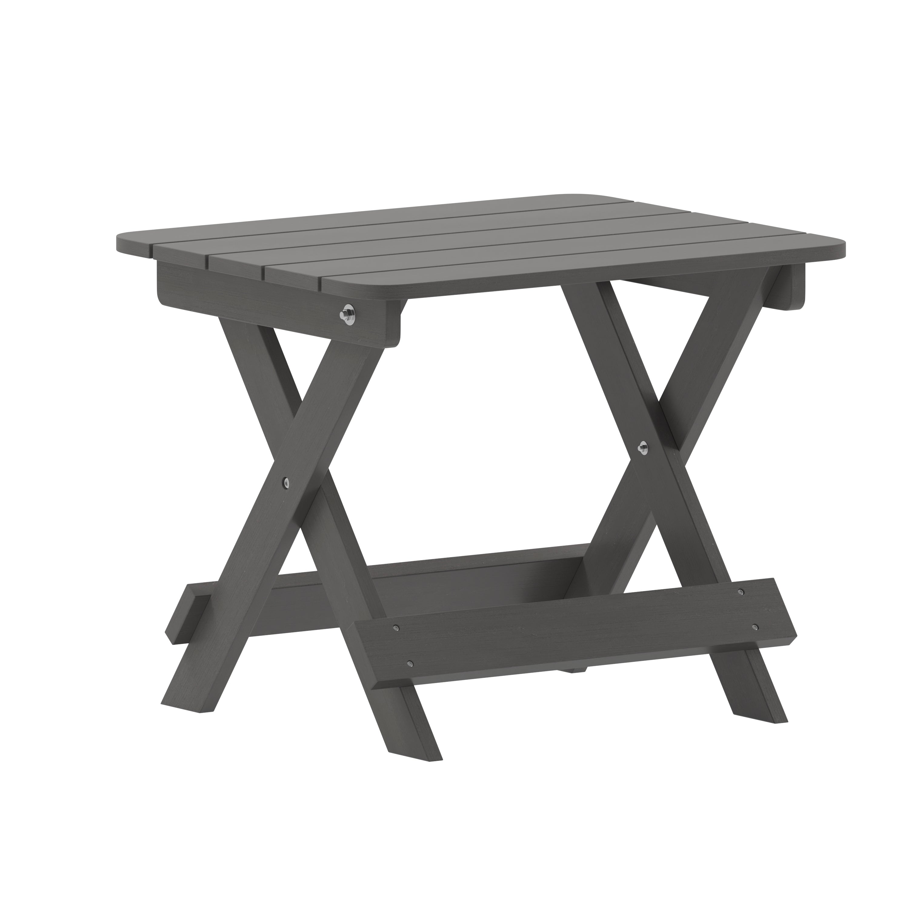 Manchester Commercial Grade 3-Piece Indoor/Outdoor Set with 2 Contemporary All-Weather HDPE Rocking Chairs and End Table in Gray