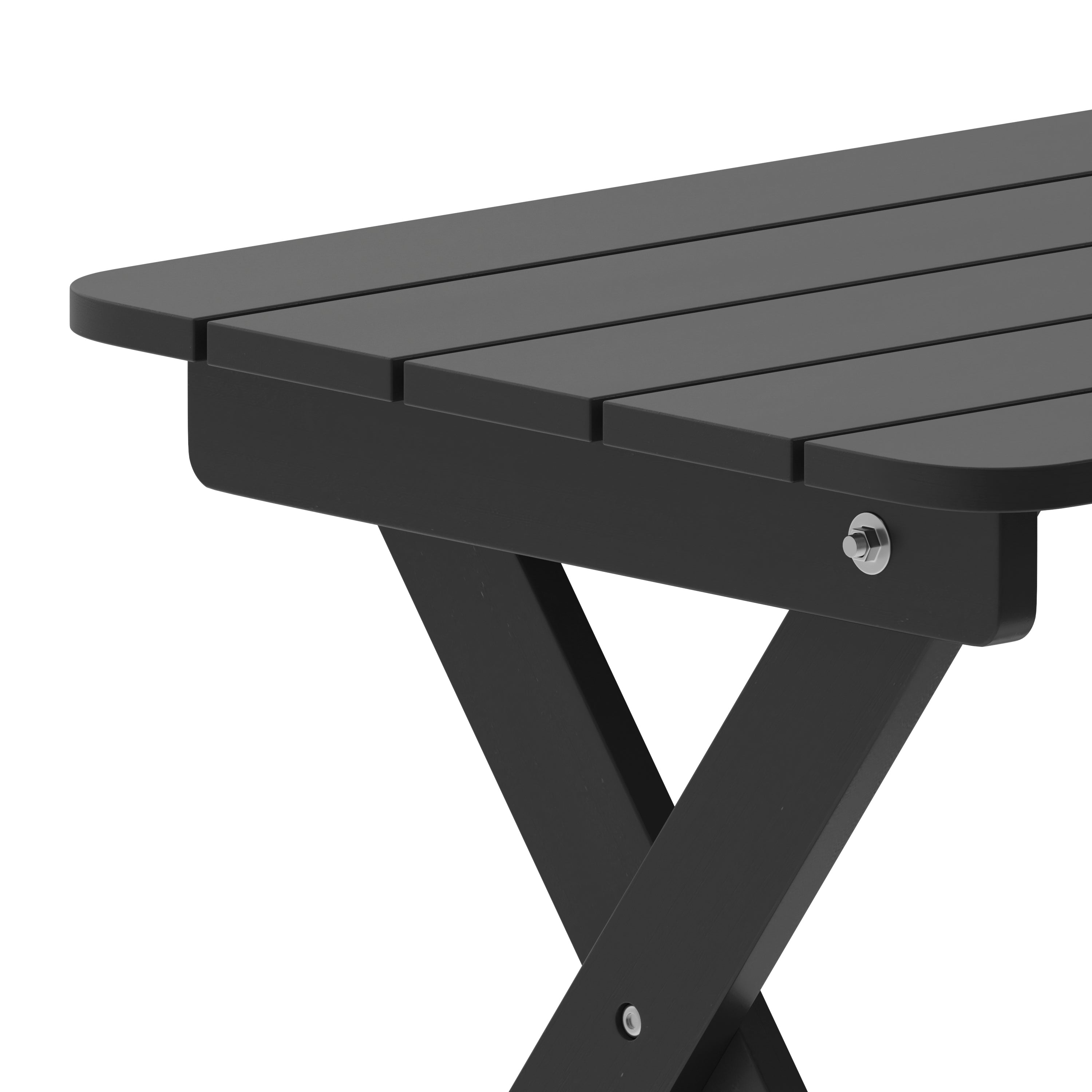 Halifax Outdoor Folding Side Table, Portable All-Weather HDPE Adirondack Side Table in Black