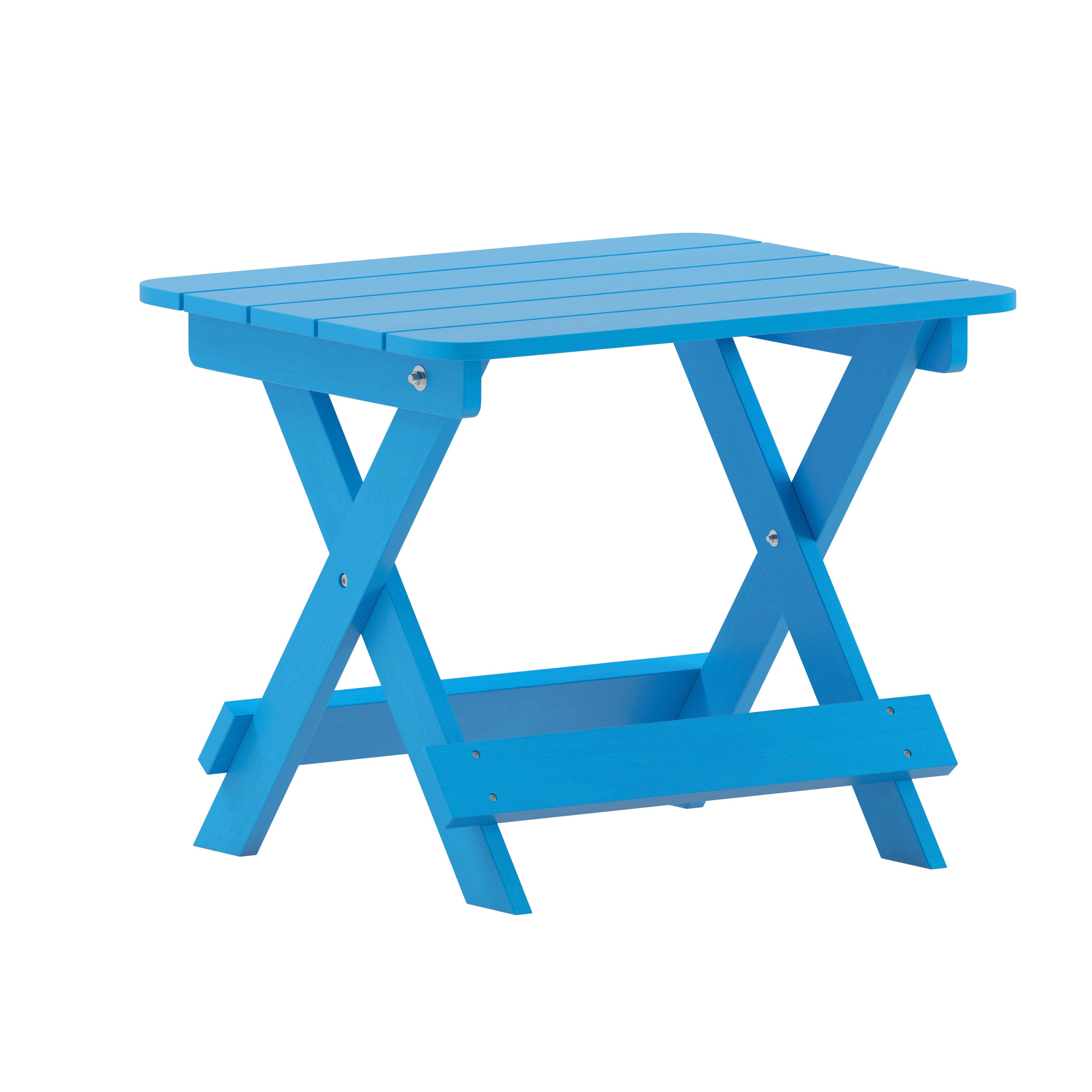 Halifax Outdoor Folding Side Table, Portable All-Weather HDPE Adirondack Side Table in Blue