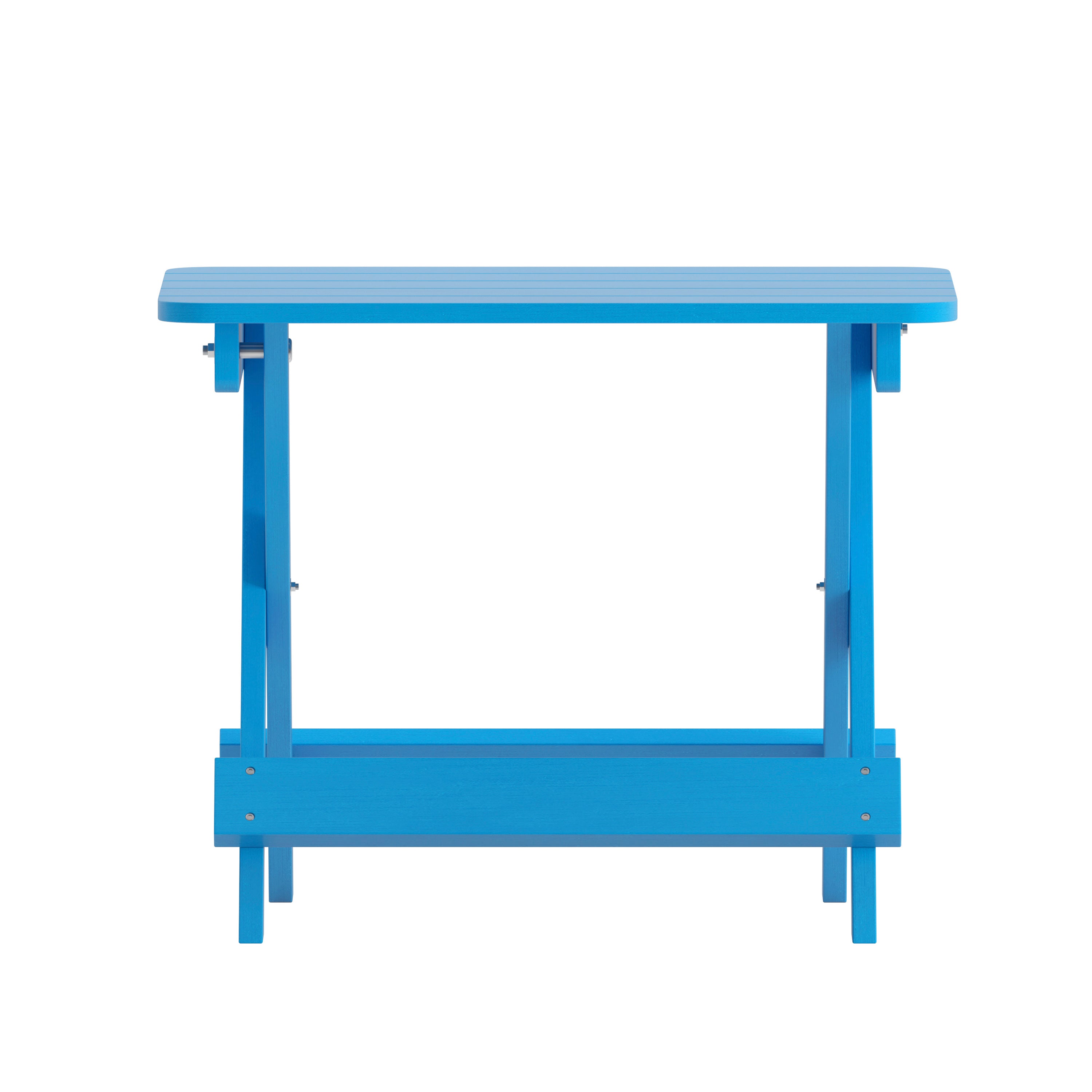 Halifax Outdoor Folding Side Table, Portable All-Weather HDPE Adirondack Side Table in Blue