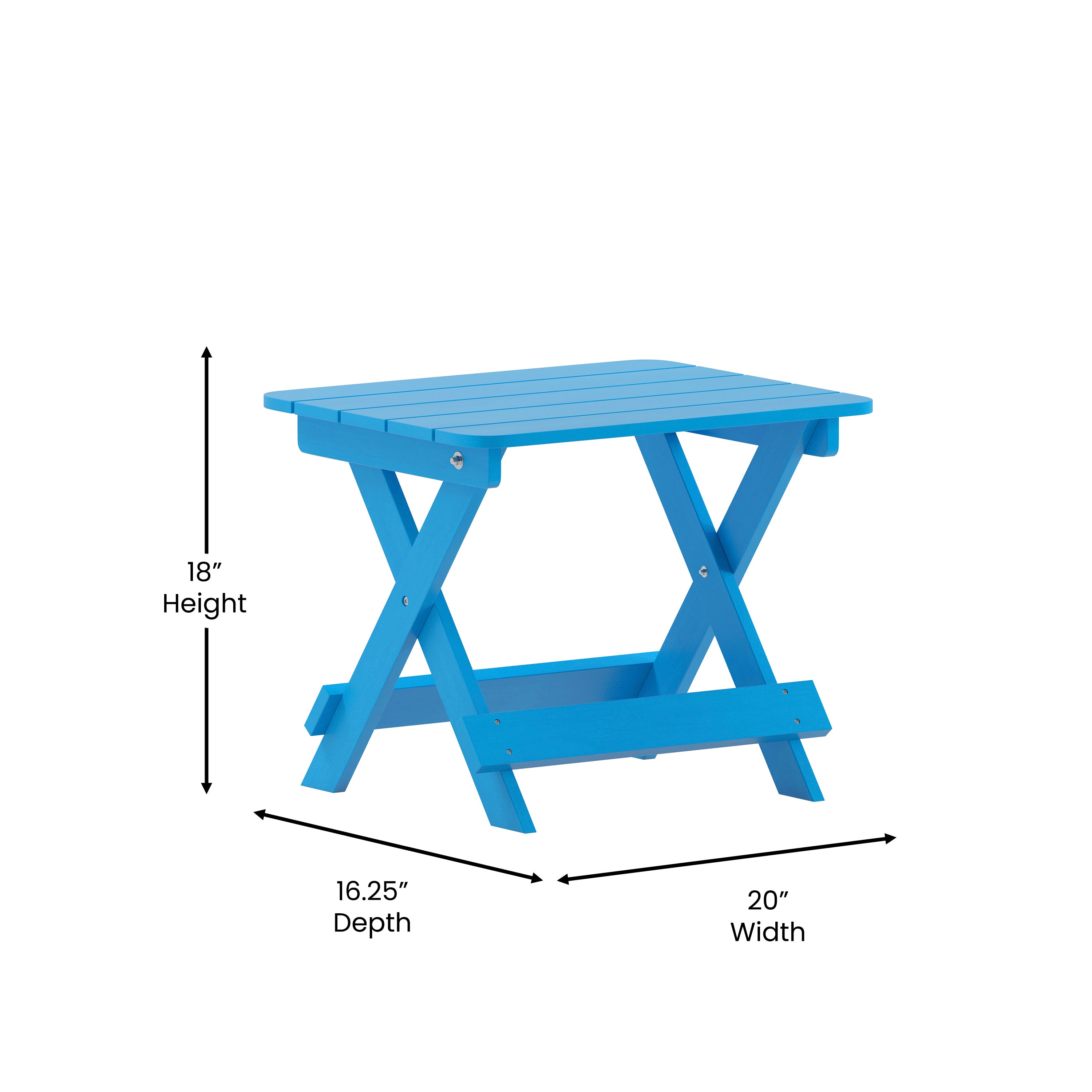 Halifax Outdoor Folding Side Table, Portable All-Weather HDPE Adirondack Side Table in Blue