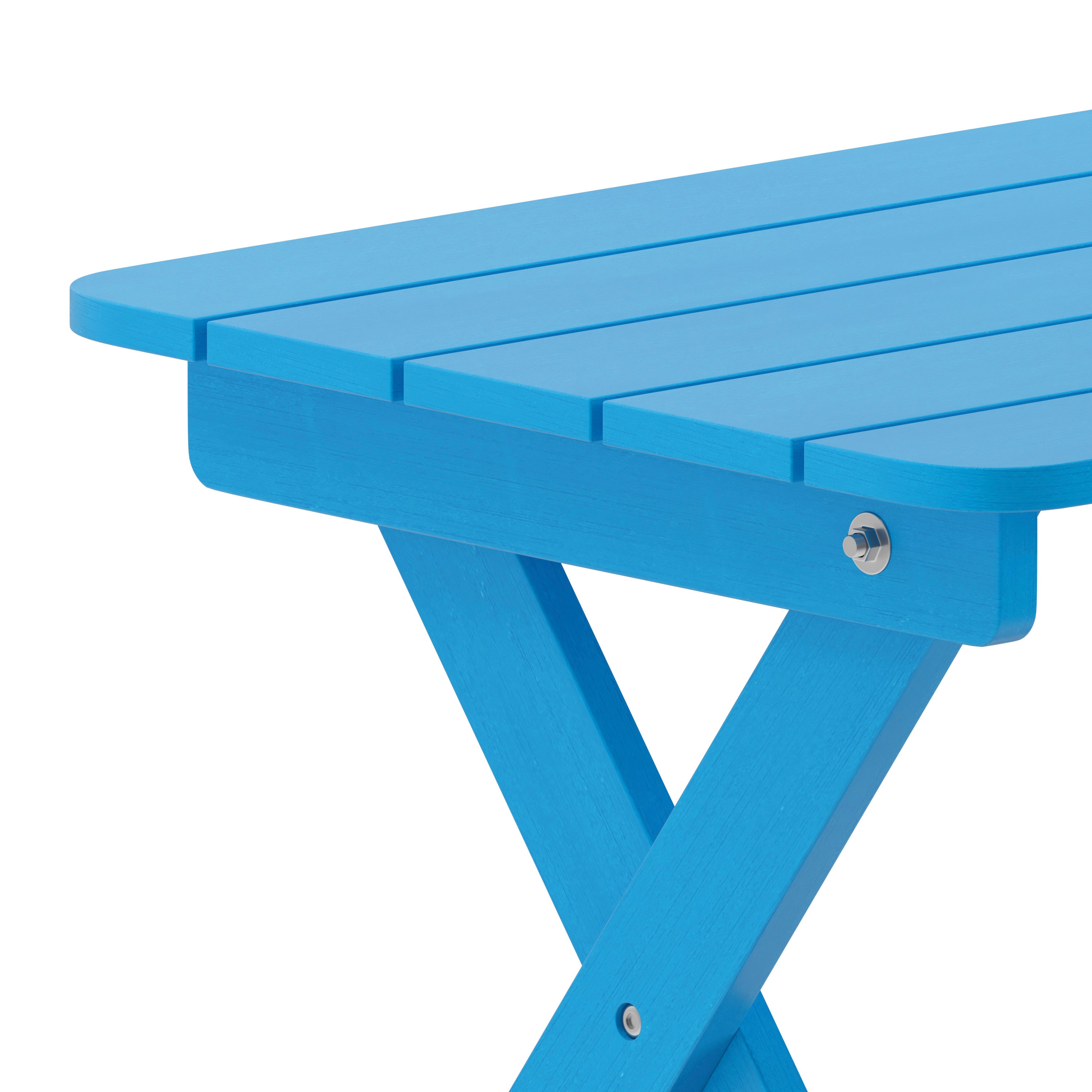 Halifax Outdoor Folding Side Table, Portable All-Weather HDPE Adirondack Side Table in Blue