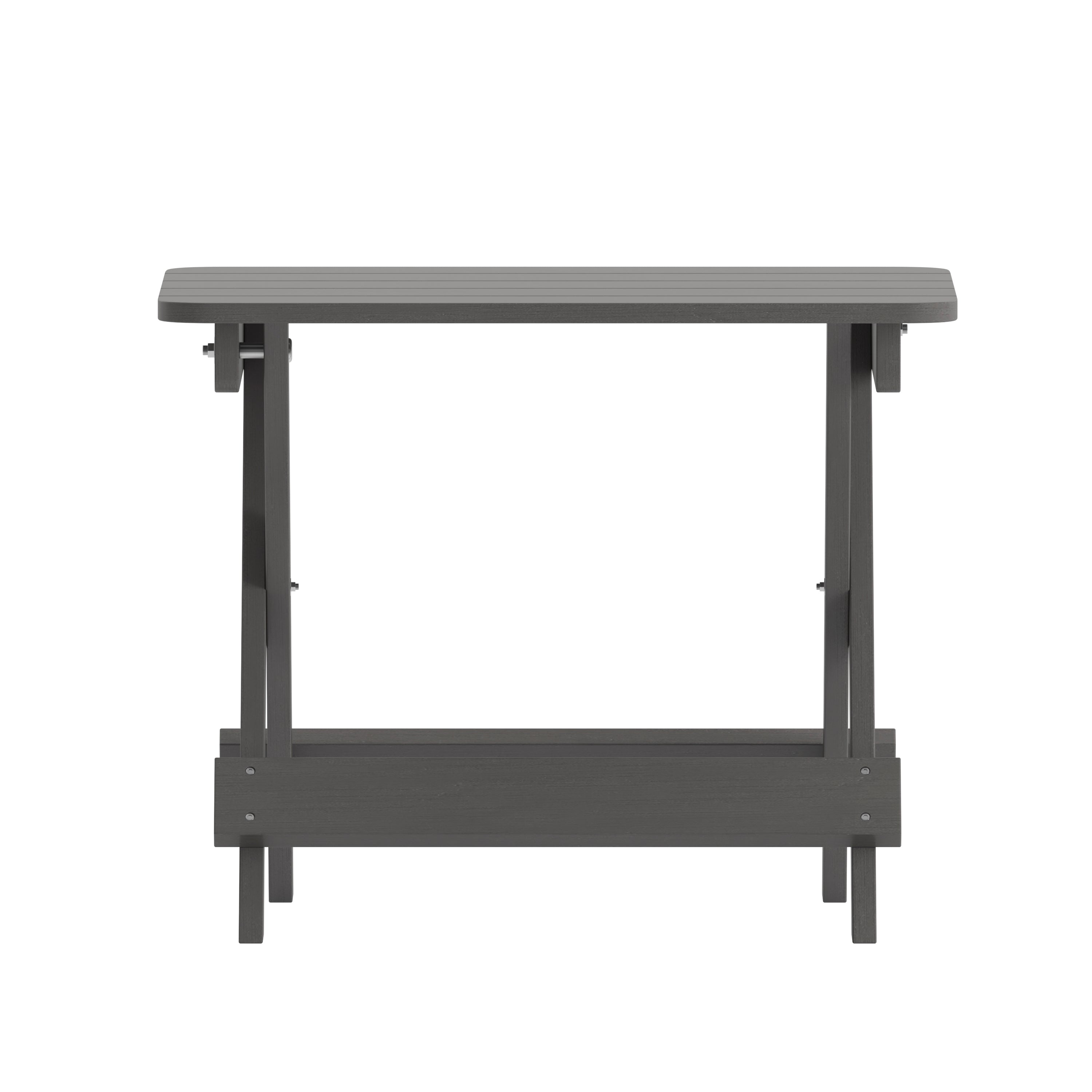 Halifax Outdoor Folding Side Table, Portable All-Weather HDPE Adirondack Side Table in Gray