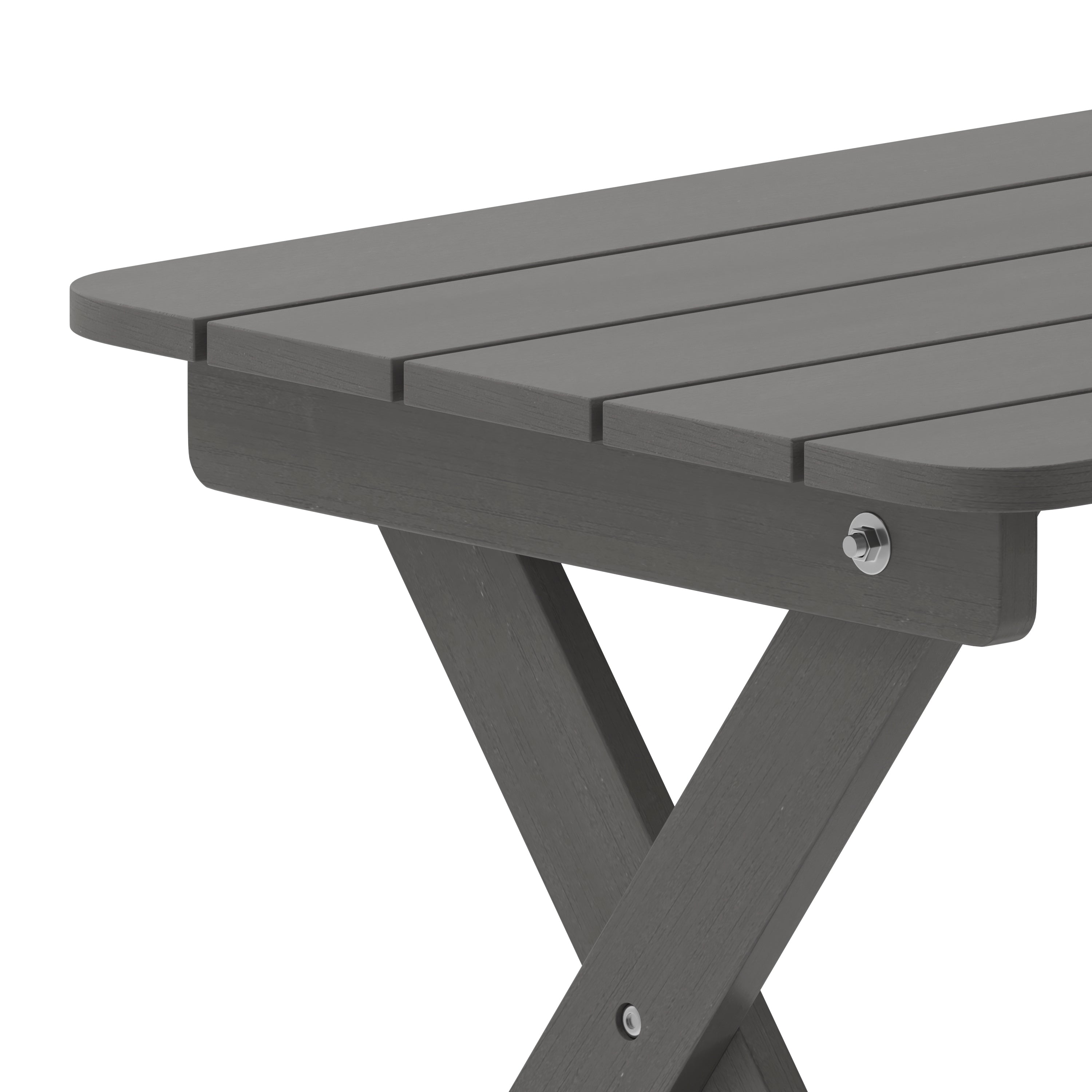Halifax Outdoor Folding Side Table, Portable All-Weather HDPE Adirondack Side Table in Gray