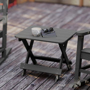 Halifax Outdoor Folding Side Table, Portable All-Weather HDPE Adirondack Side Table in Gray
