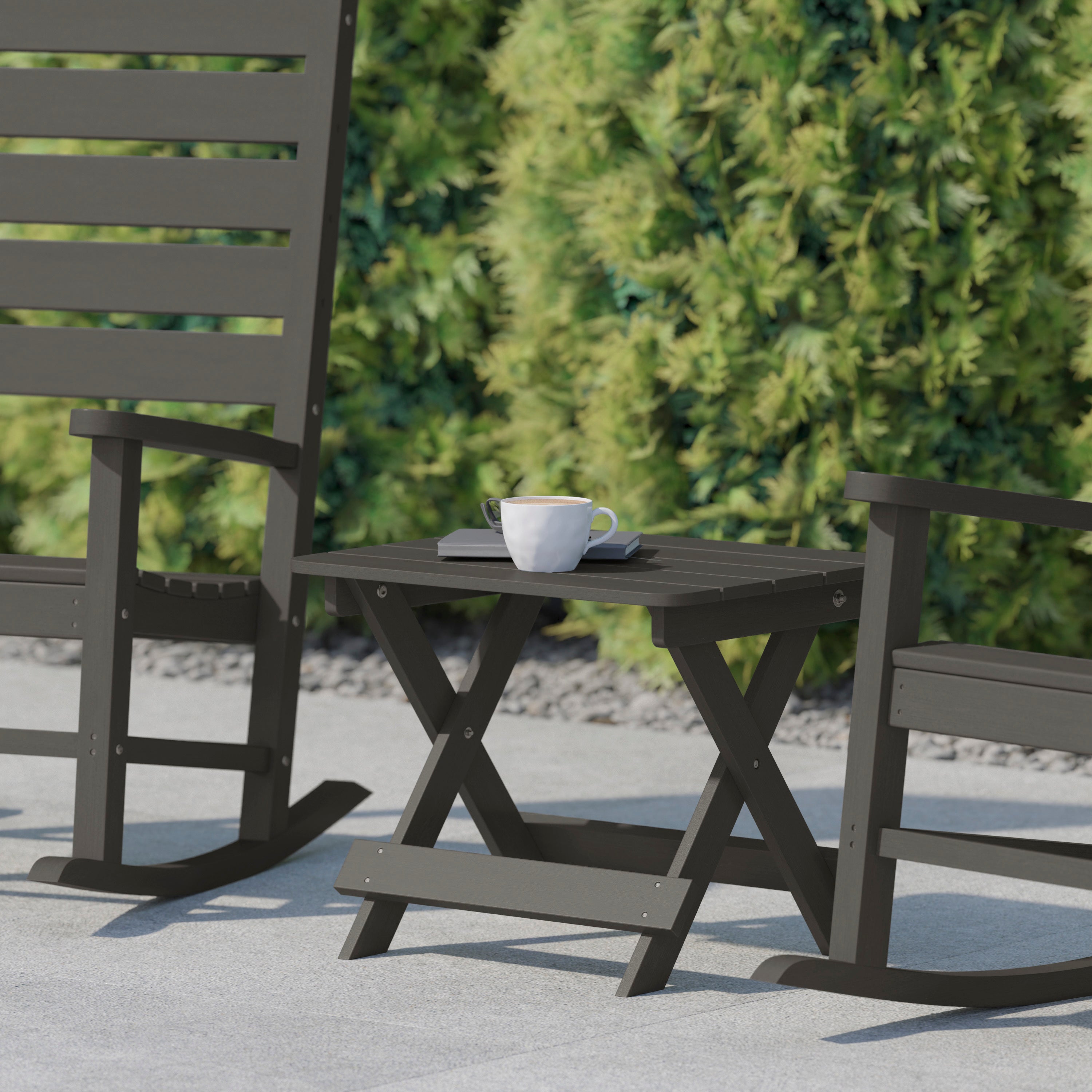 Halifax Outdoor Folding Side Table, Portable All-Weather HDPE Adirondack Side Table in Gray