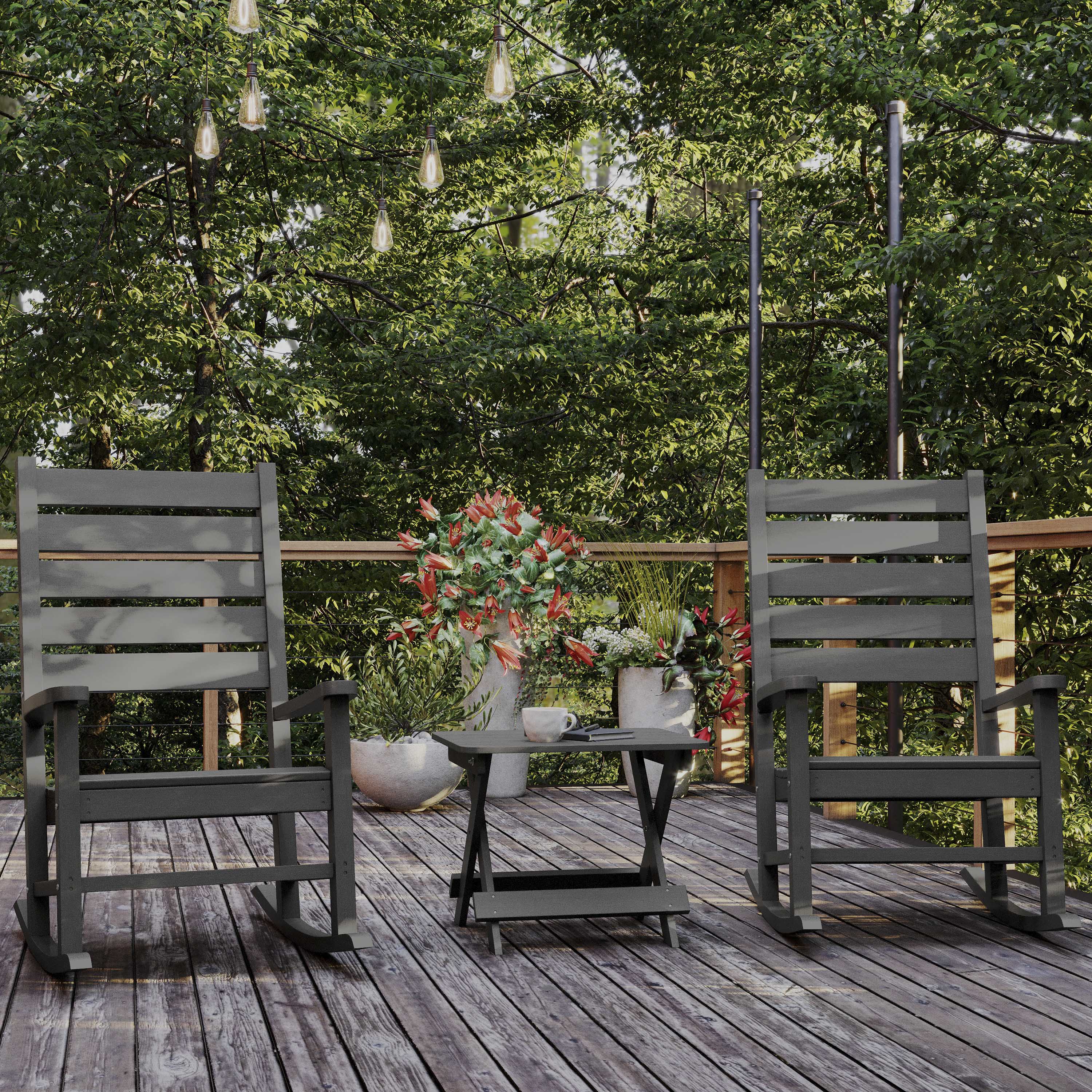 Halifax Outdoor Folding Side Table, Portable All-Weather HDPE Adirondack Side Table in Gray