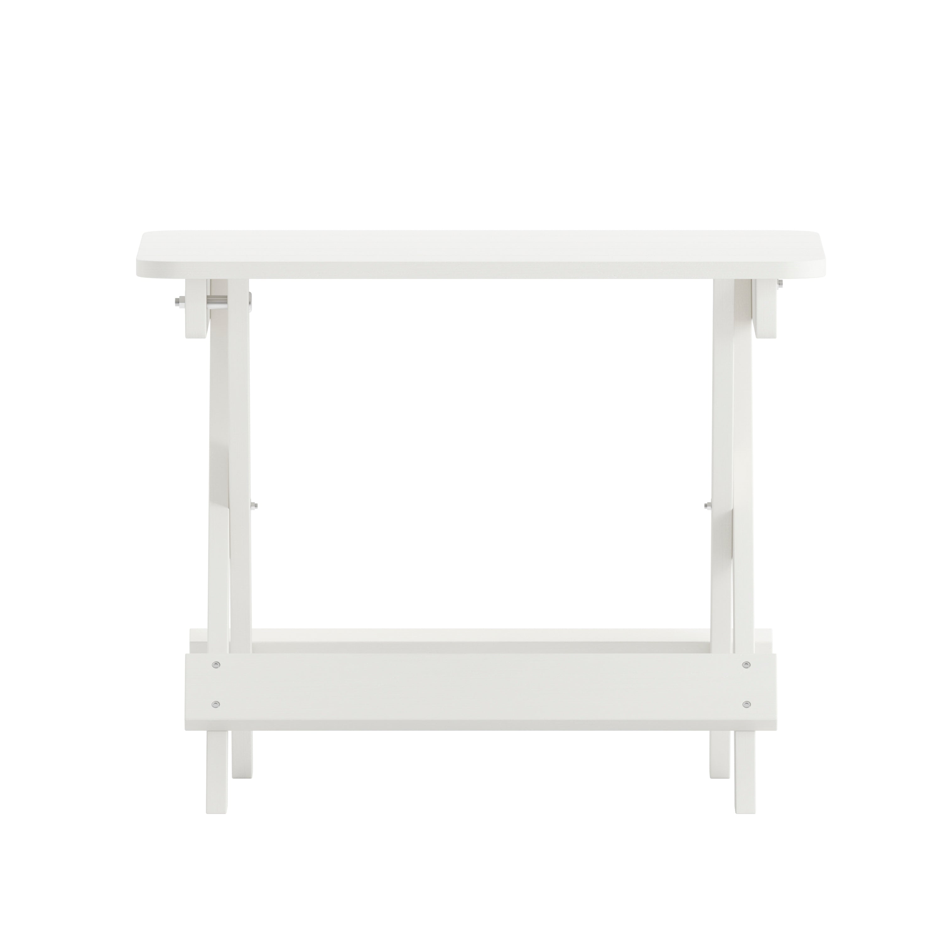 Halifax Outdoor Folding Side Table, Portable All-Weather HDPE Adirondack Side Table in White