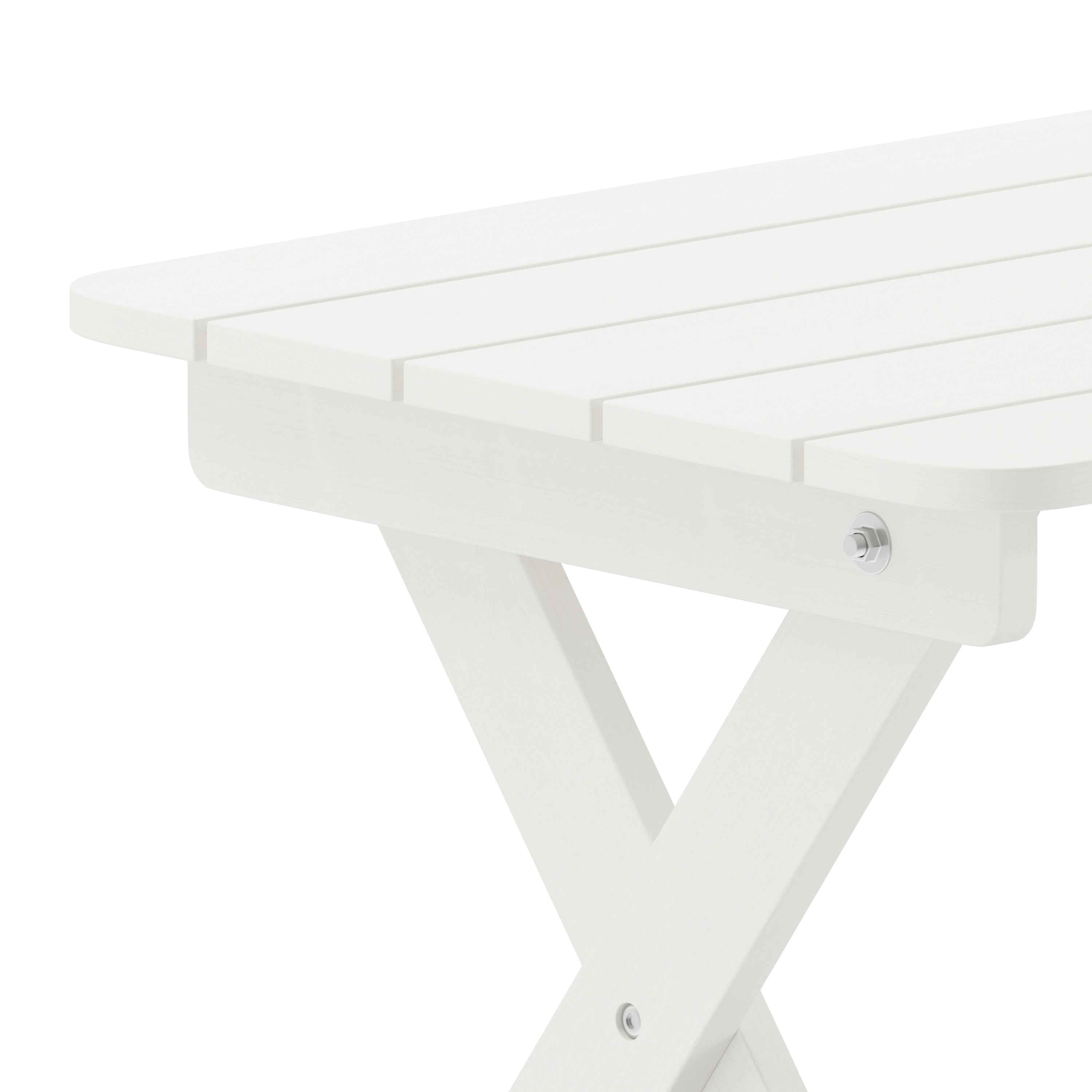 Halifax Outdoor Folding Side Table, Portable All-Weather HDPE Adirondack Side Table in White