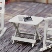 Halifax Outdoor Folding Side Table, Portable All-Weather HDPE Adirondack Side Table in White