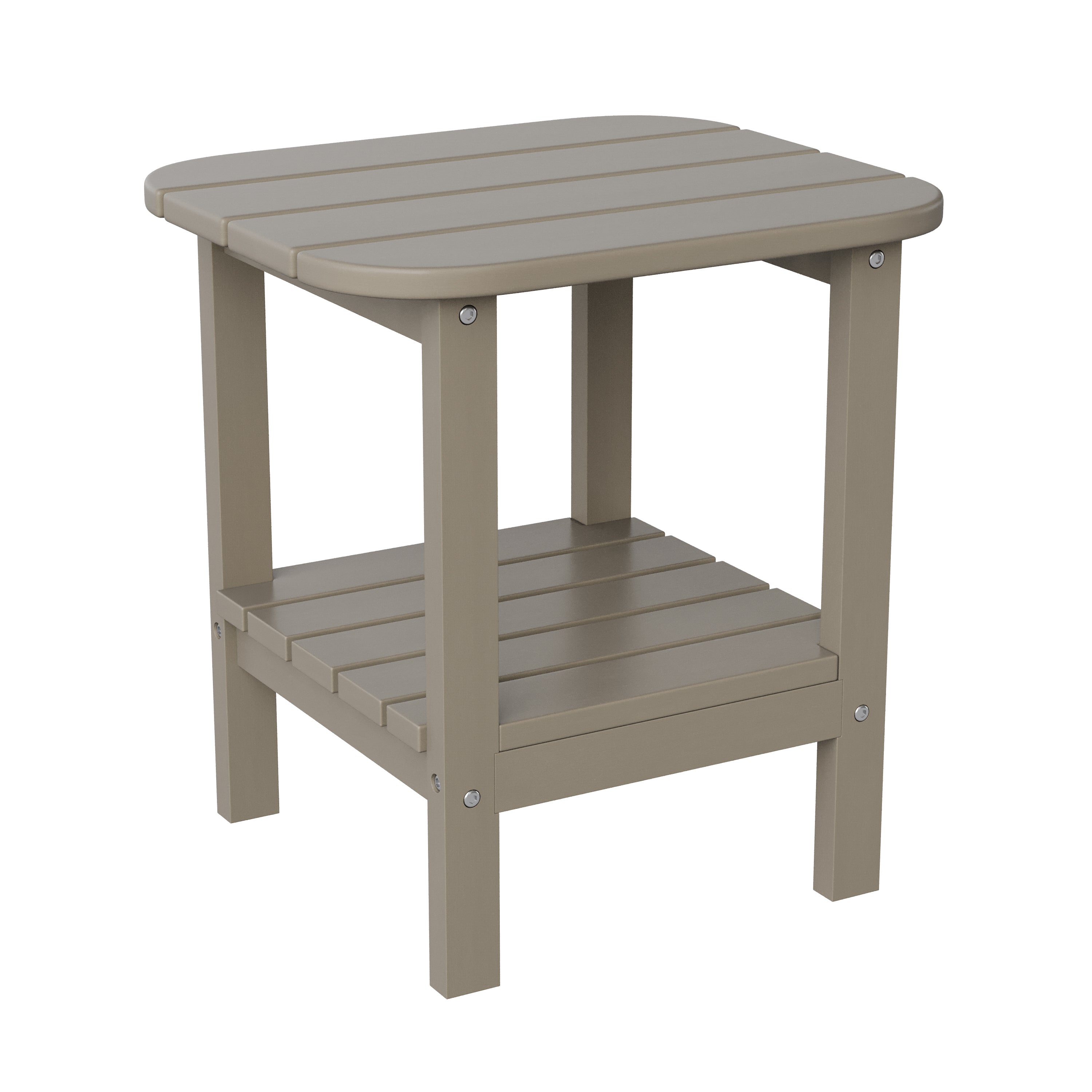 Monterey Commercial Grade 3-Piece Indoor/Outdoor Adirondack Set with 2 Adjustable HDPE Loungers with Cup Holders and 2-Tier Side Table in Brown