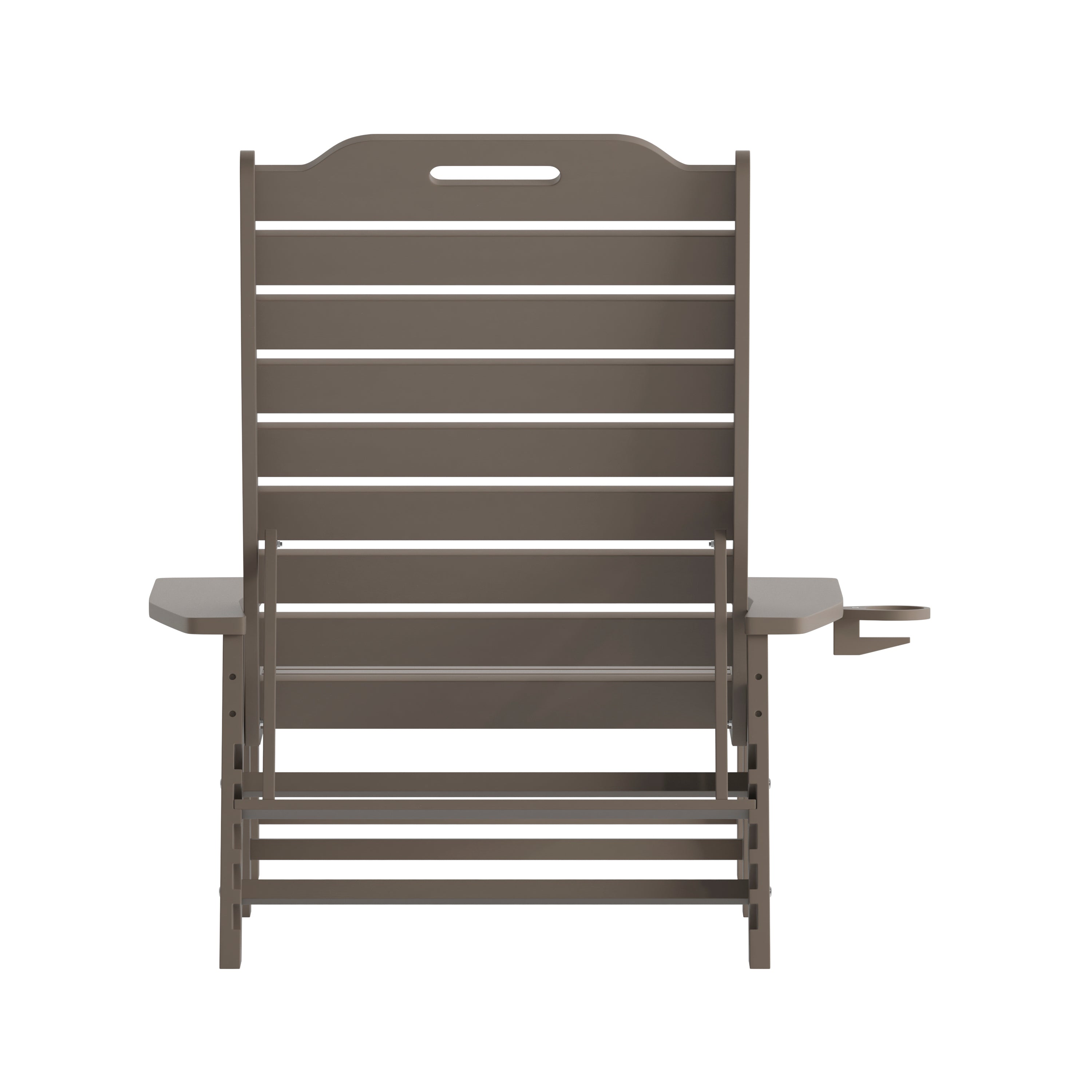 Monterey Adjustable Adirondack Lounger with Cup Holder- All-Weather Indoor/Outdoor HDPE Lounge Chair in Brown