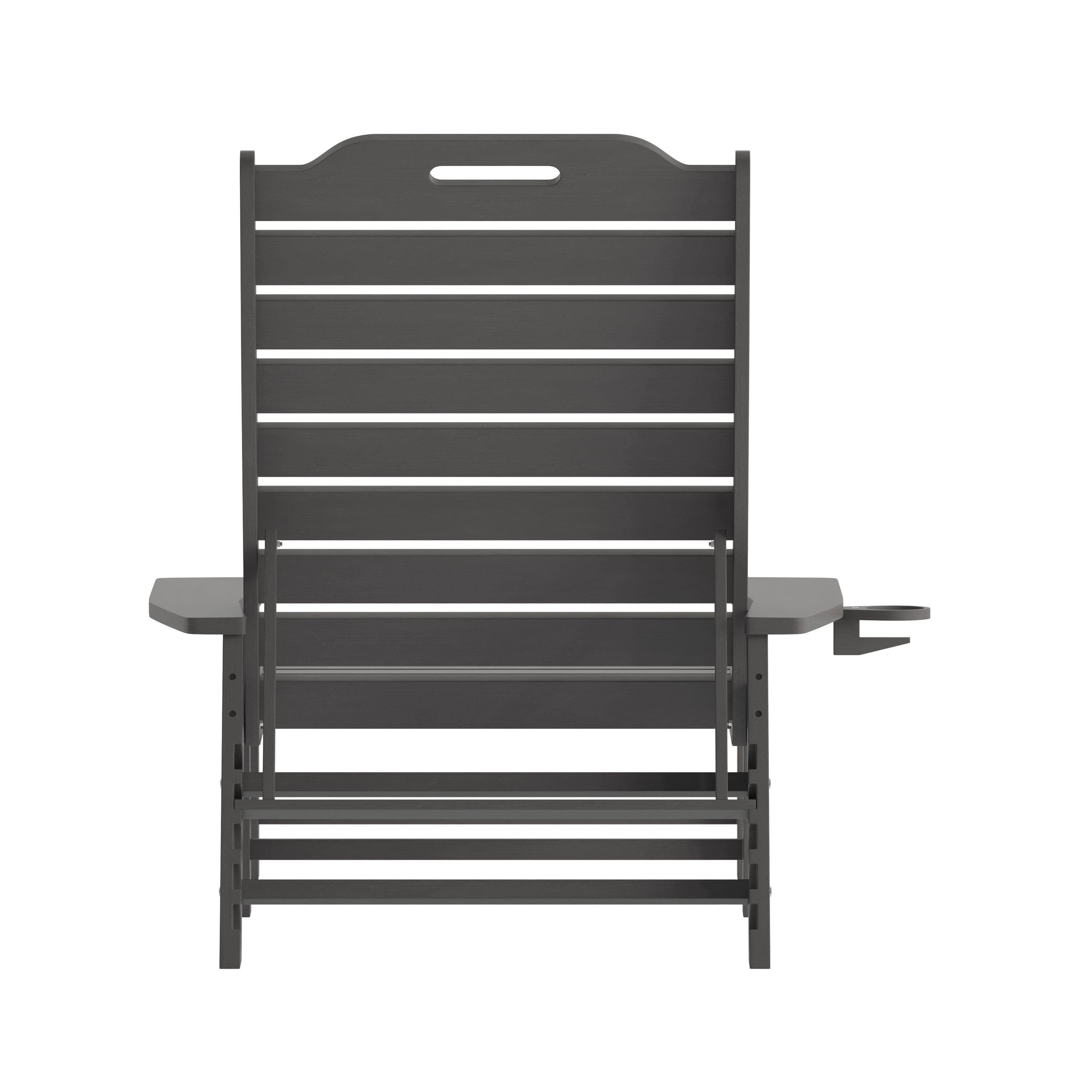 Monterey Adjustable Adirondack Lounger with Cup Holder- All-Weather Indoor/Outdoor HDPE Lounge Chair in Gray