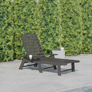 Monterey Adjustable Adirondack Lounger with Cup Holder- All-Weather Indoor/Outdoor HDPE Lounge Chair in Gray