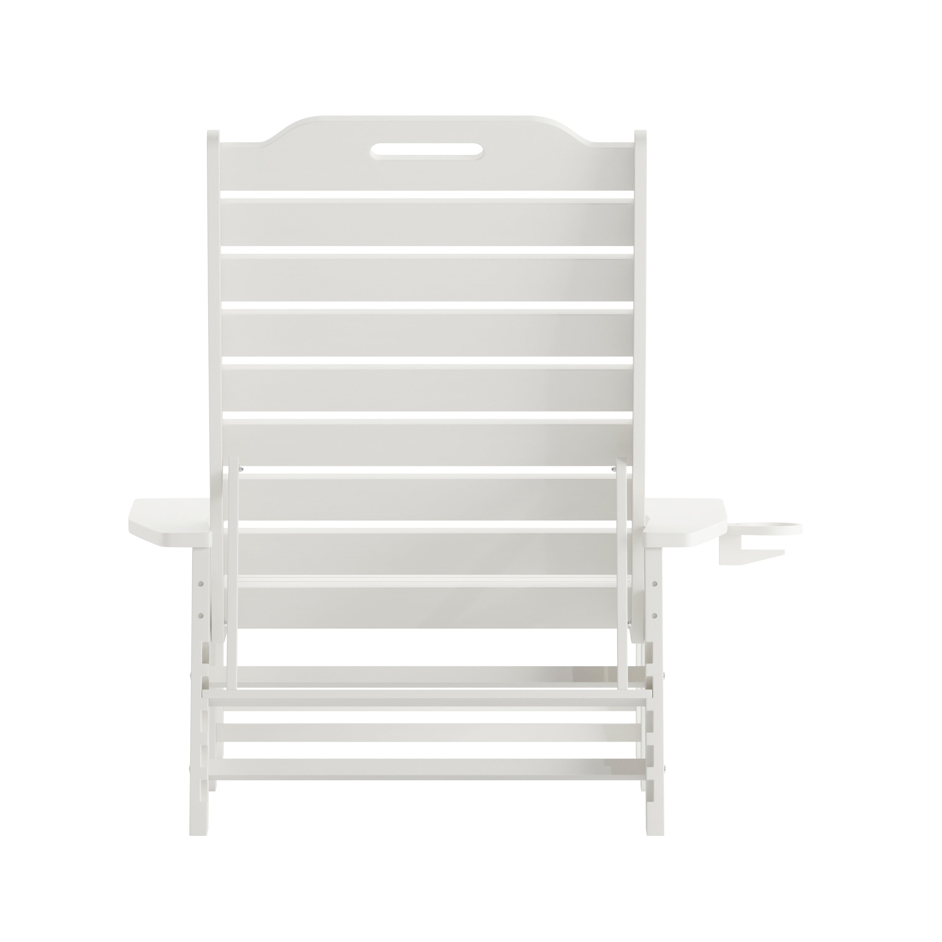 Monterey Adjustable Adirondack Lounger with Cup Holder- All-Weather Indoor/Outdoor HDPE Lounge Chair in White