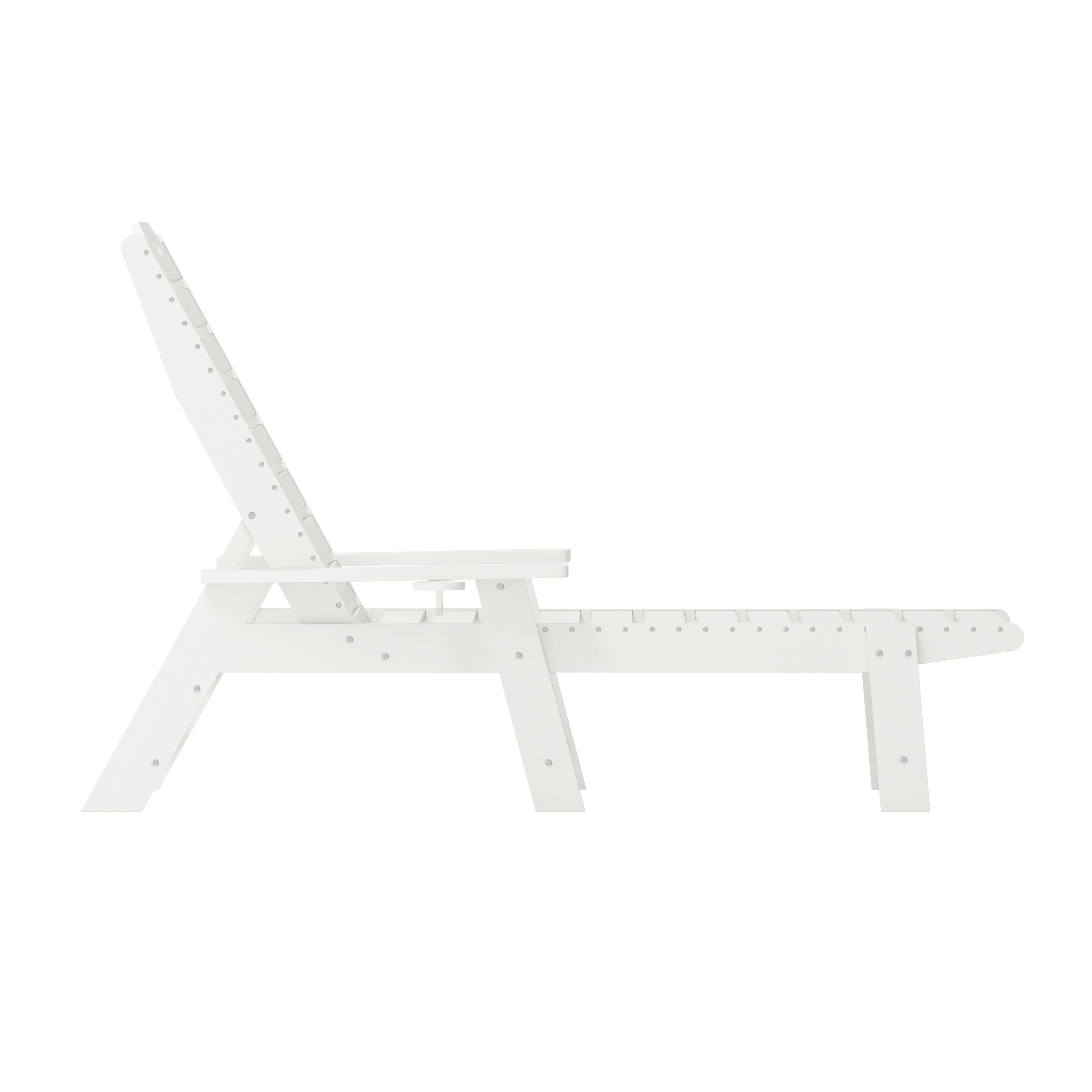 Monterey Adjustable Adirondack Lounger with Cup Holder- All-Weather Indoor/Outdoor HDPE Lounge Chair in White