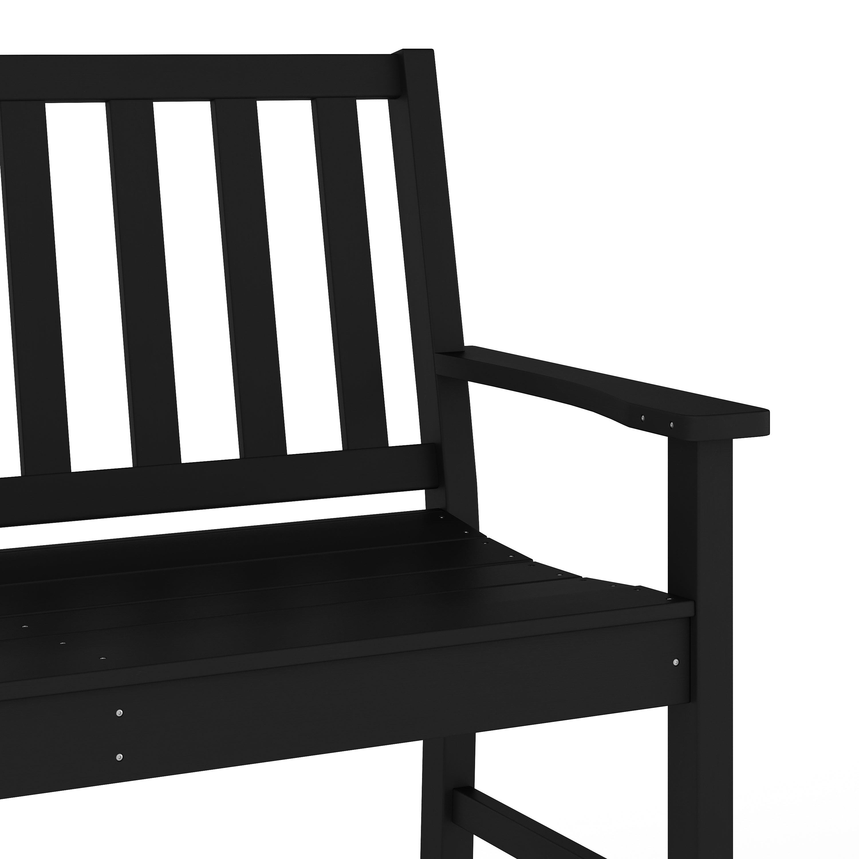 Ellsworth Commercial Grade 50" All Weather Indoor/Outdoor Recycled HDPE Bench with Contoured Seat in Black