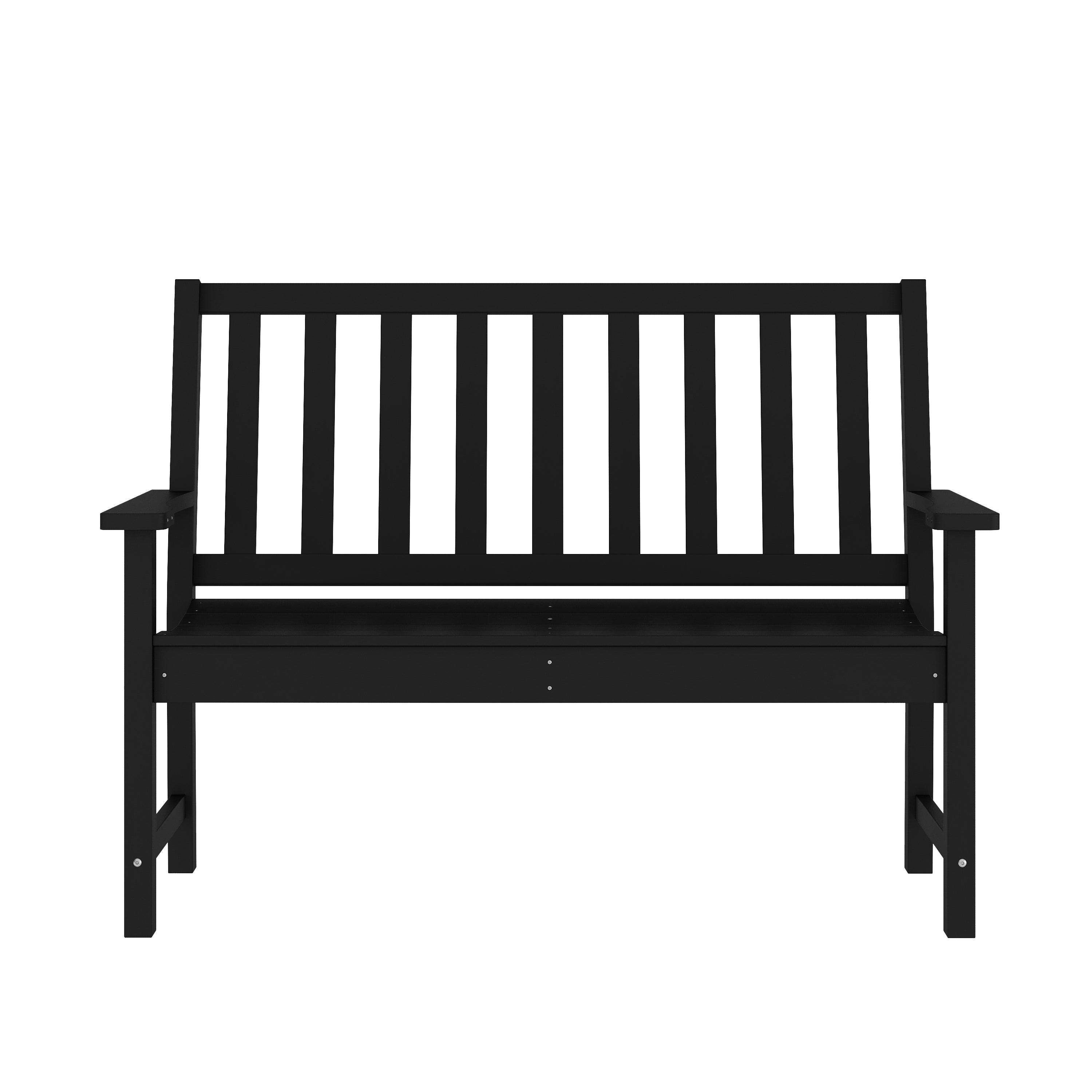 Ellsworth Commercial Grade 50" All Weather Indoor/Outdoor Recycled HDPE Bench with Contoured Seat in Black