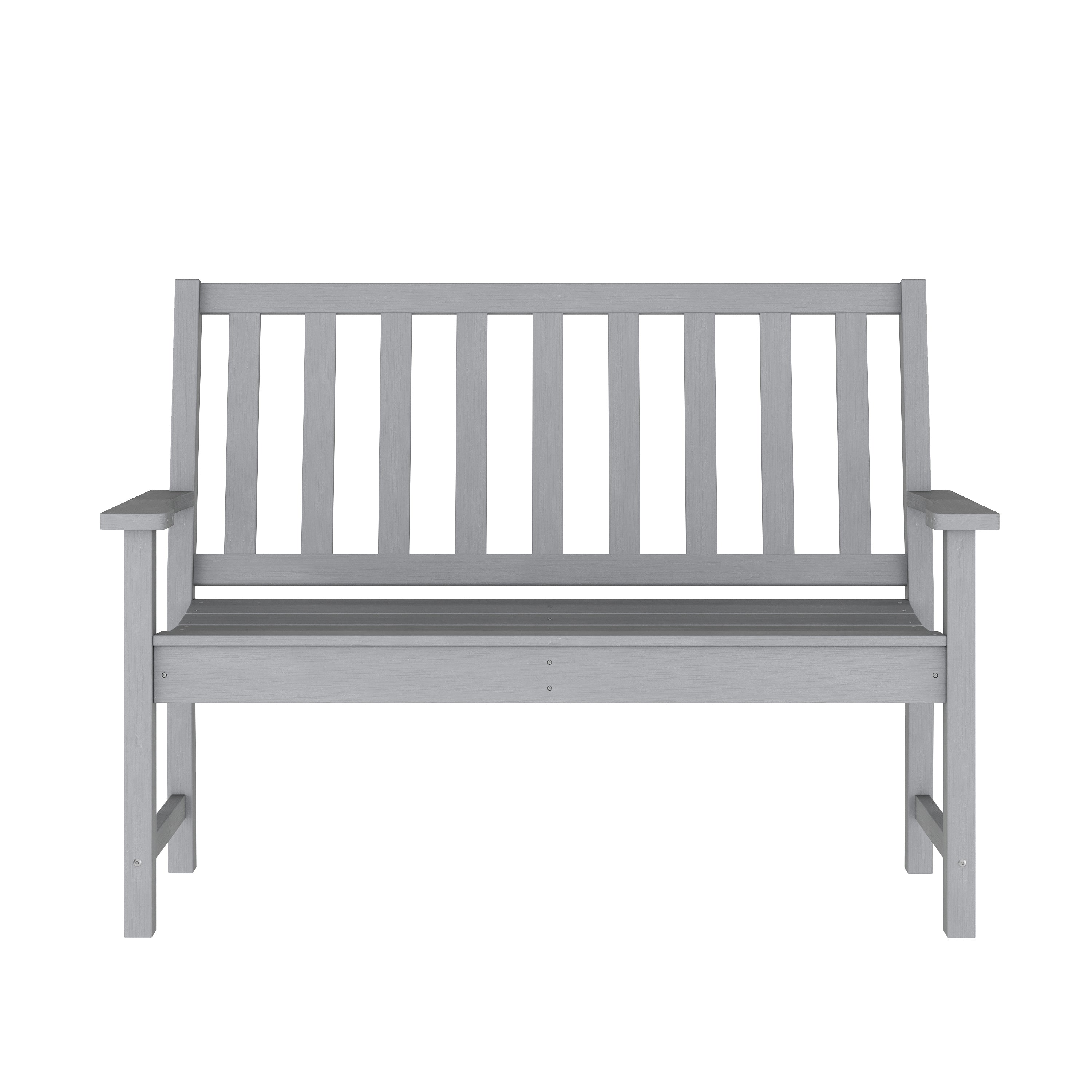Ellsworth Commercial Grade 50" All Weather Indoor/Outdoor Recycled HDPE Bench with Contoured Seat in Gray