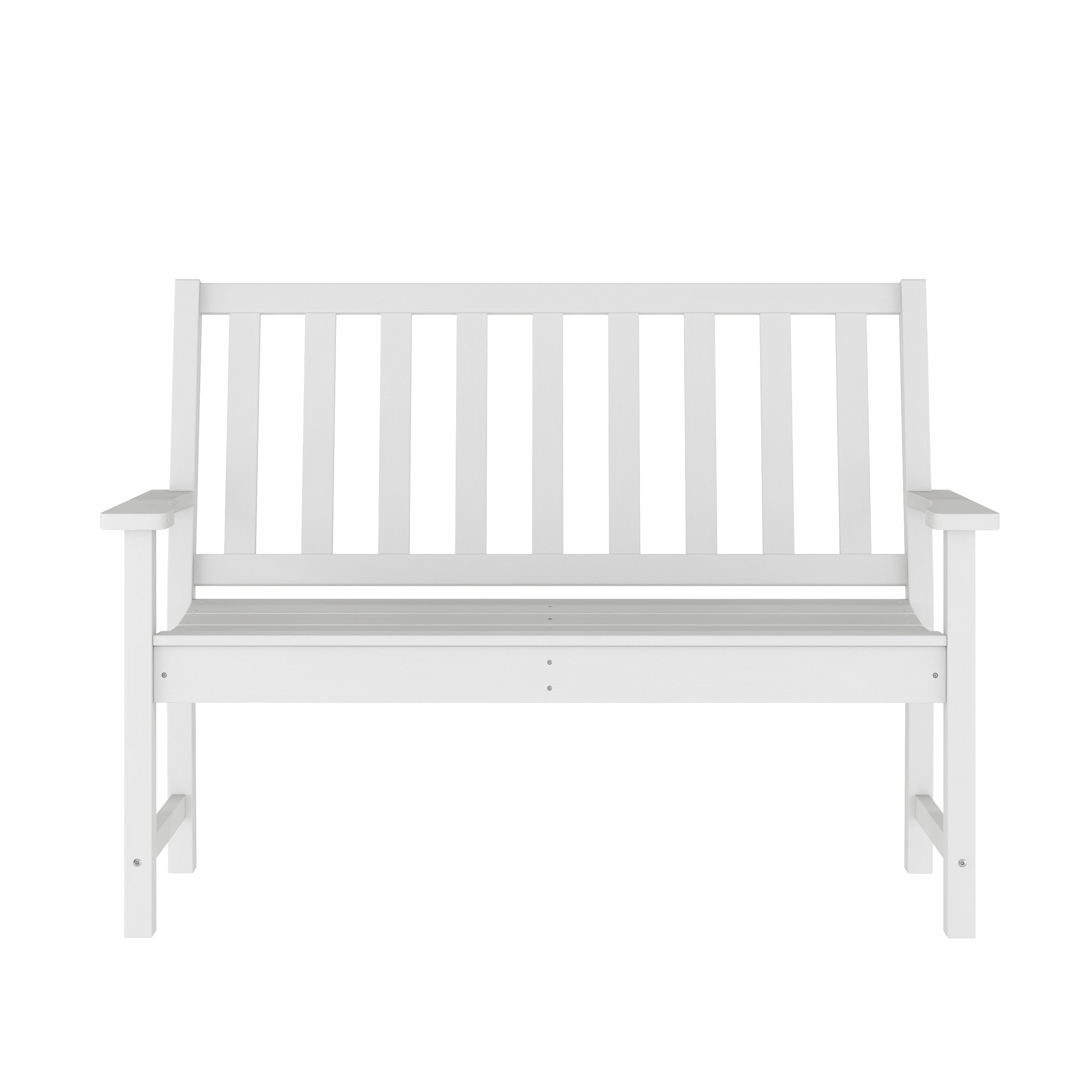 Ellsworth Commercial Grade 50" All Weather Indoor/Outdoor Recycled HDPE Bench with Contoured Seat in White