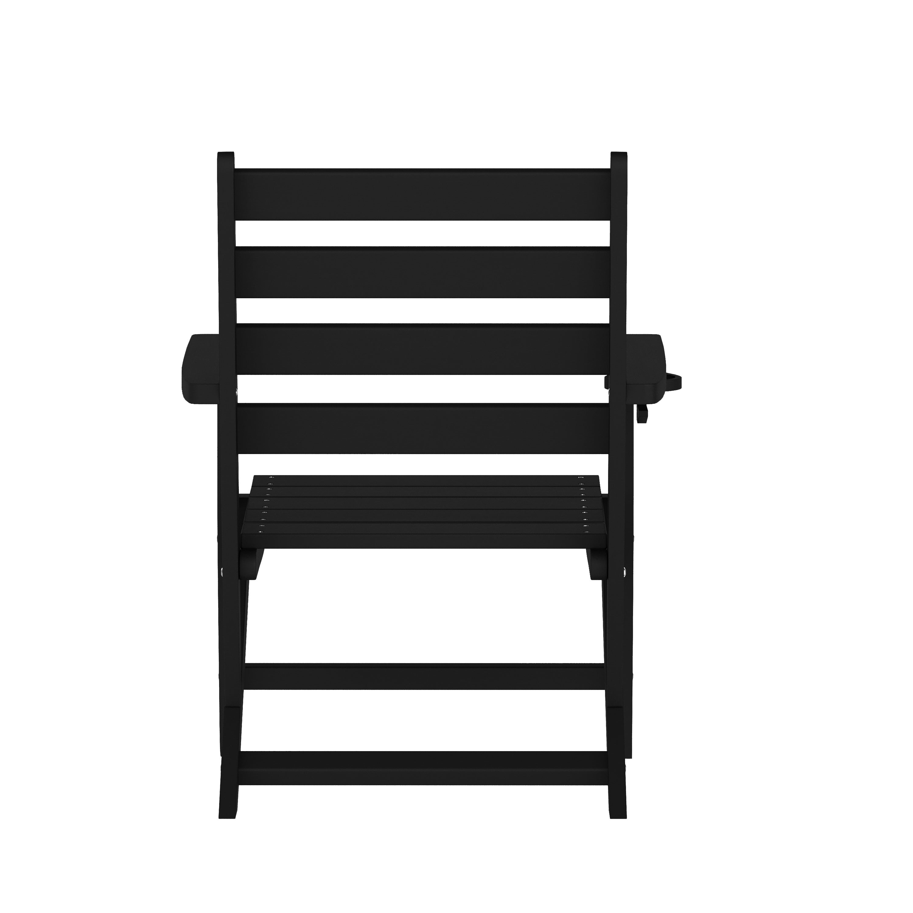 Tolleson Commercial Grade Adirondack Dining Chair with Fold Out Cup Holder, Weather Resistant Recycled HDPE Adirondack Chair in Black