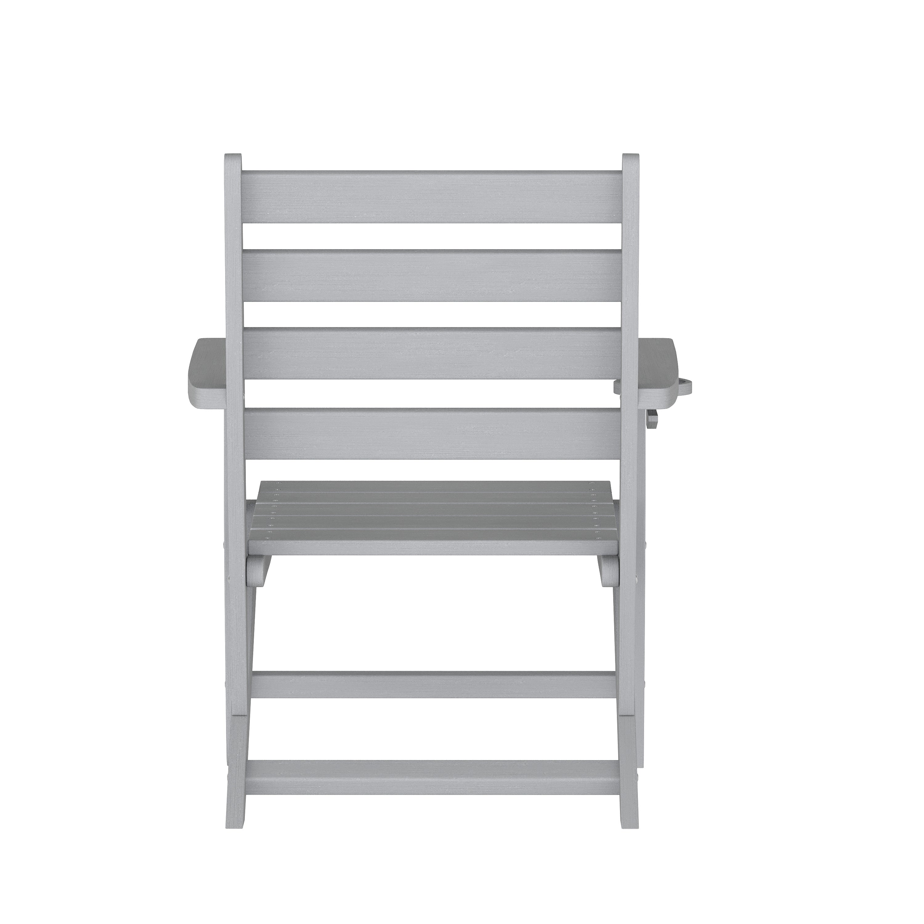 Tolleson Commercial Grade Adirondack Dining Chair with Fold Out Cup Holder, Weather Resistant Recycled HDPE Adirondack Chair in Gray