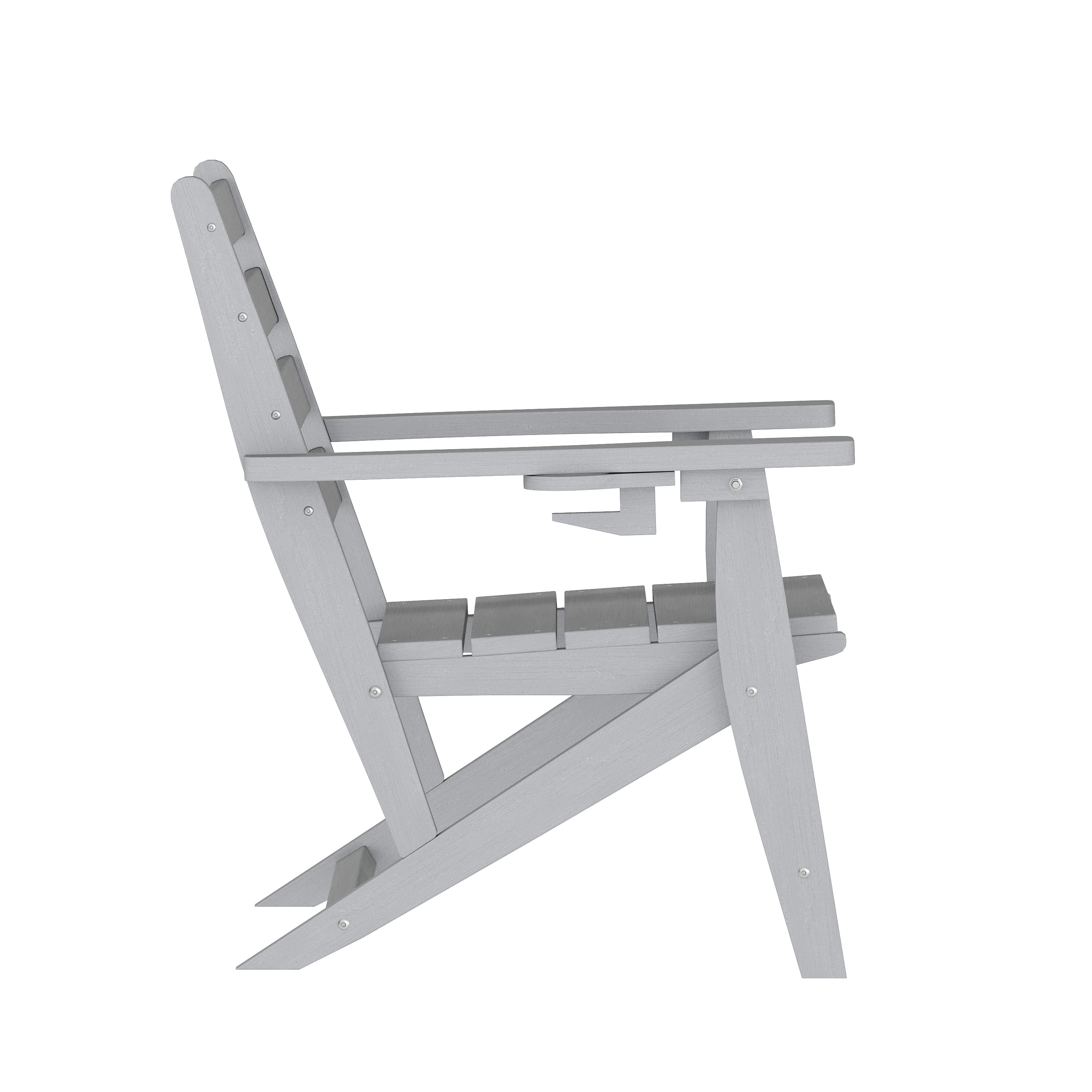 Tolleson Commercial Grade Adirondack Dining Chair with Fold Out Cup Holder, Weather Resistant Recycled HDPE Adirondack Chair in Gray