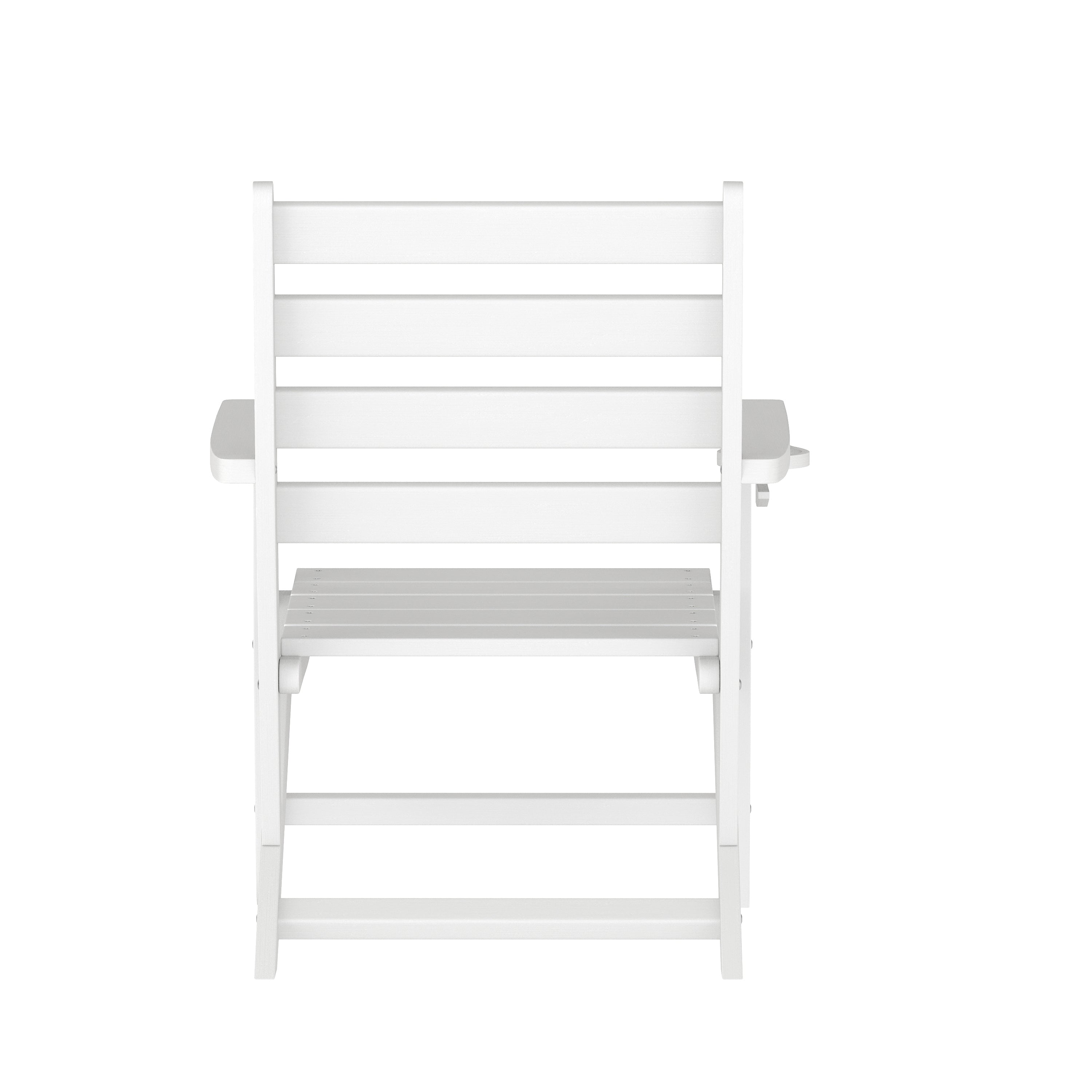 Tolleson Commercial Grade Adirondack Dining Chair with Fold Out Cup Holder, Weather Resistant Recycled HDPE Adirondack Chair in White