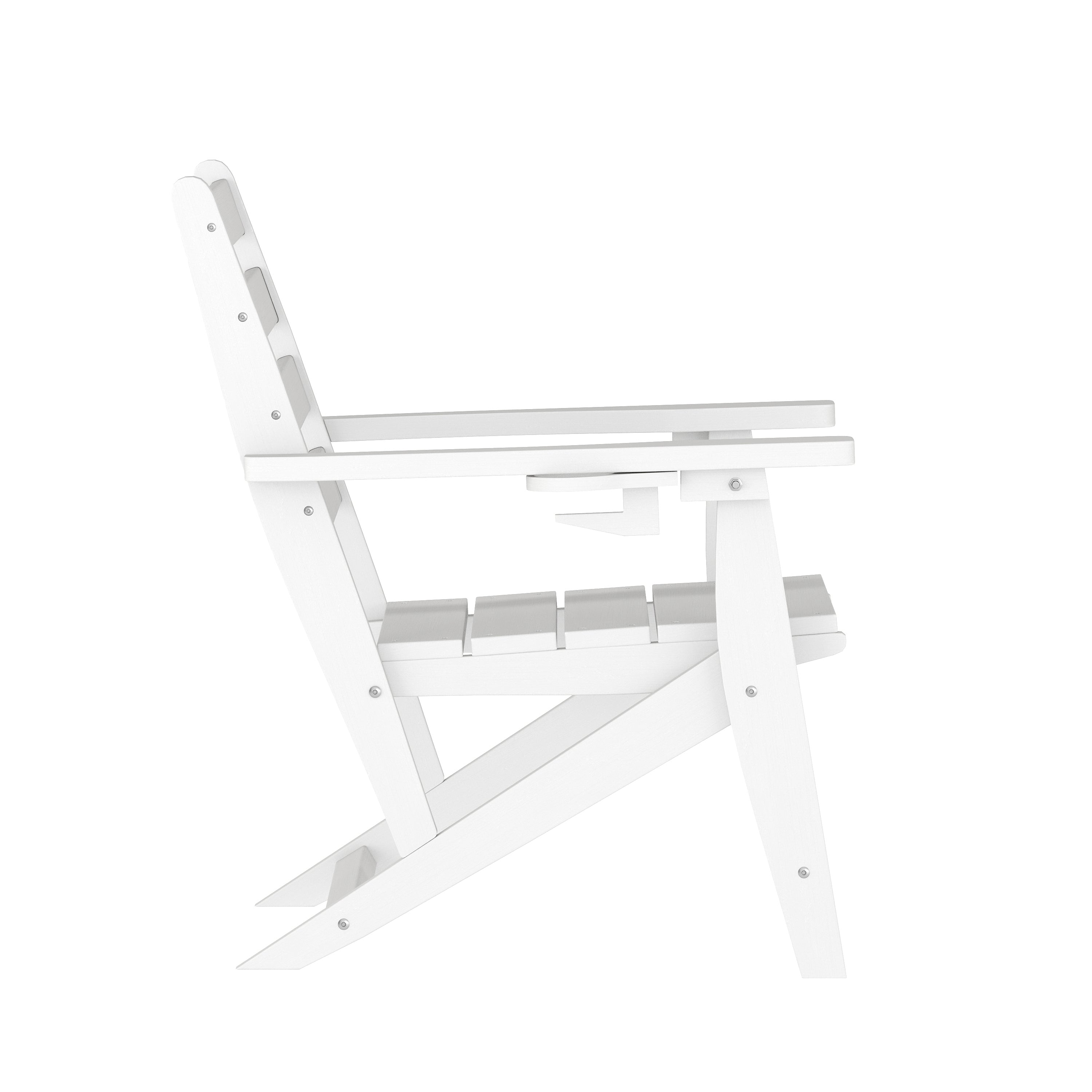 Tolleson Commercial Grade Adirondack Dining Chair with Fold Out Cup Holder, Weather Resistant Recycled HDPE Adirondack Chair in White