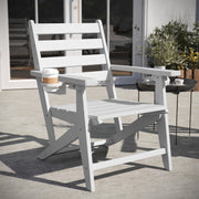 Tolleson Commercial Grade Adirondack Dining Chair with Fold Out Cup Holder, Weather Resistant Recycled HDPE Adirondack Chair in White