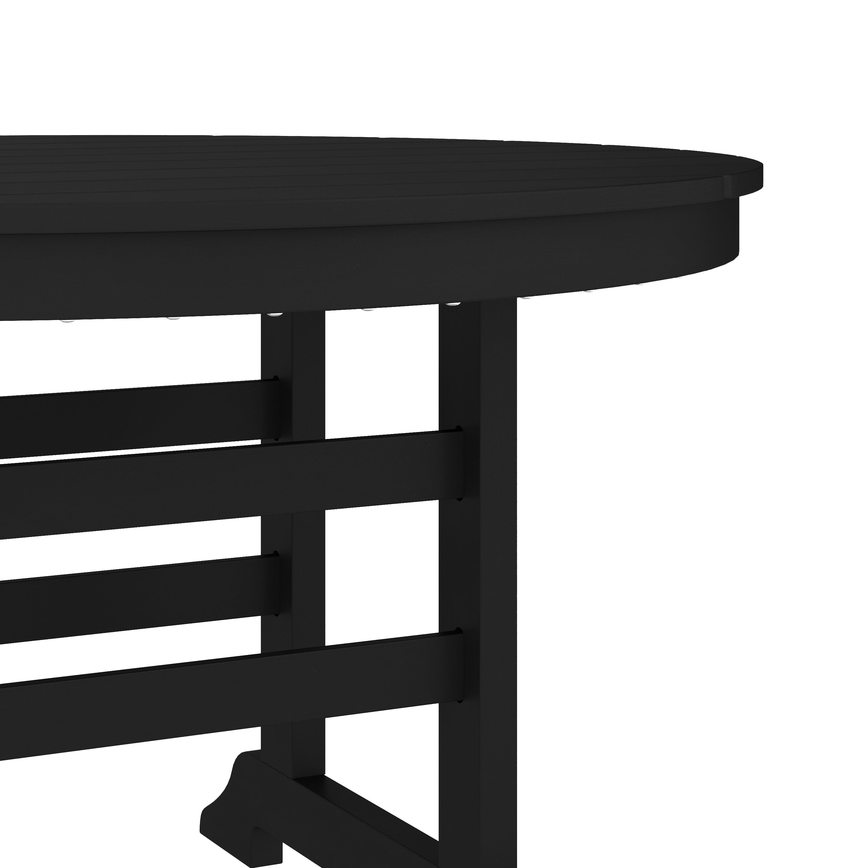 Colonel Commercial Grade Indoor/Outdoor 48" Round Recycled HDPE Adirondack Dining Table for 4 in Black
