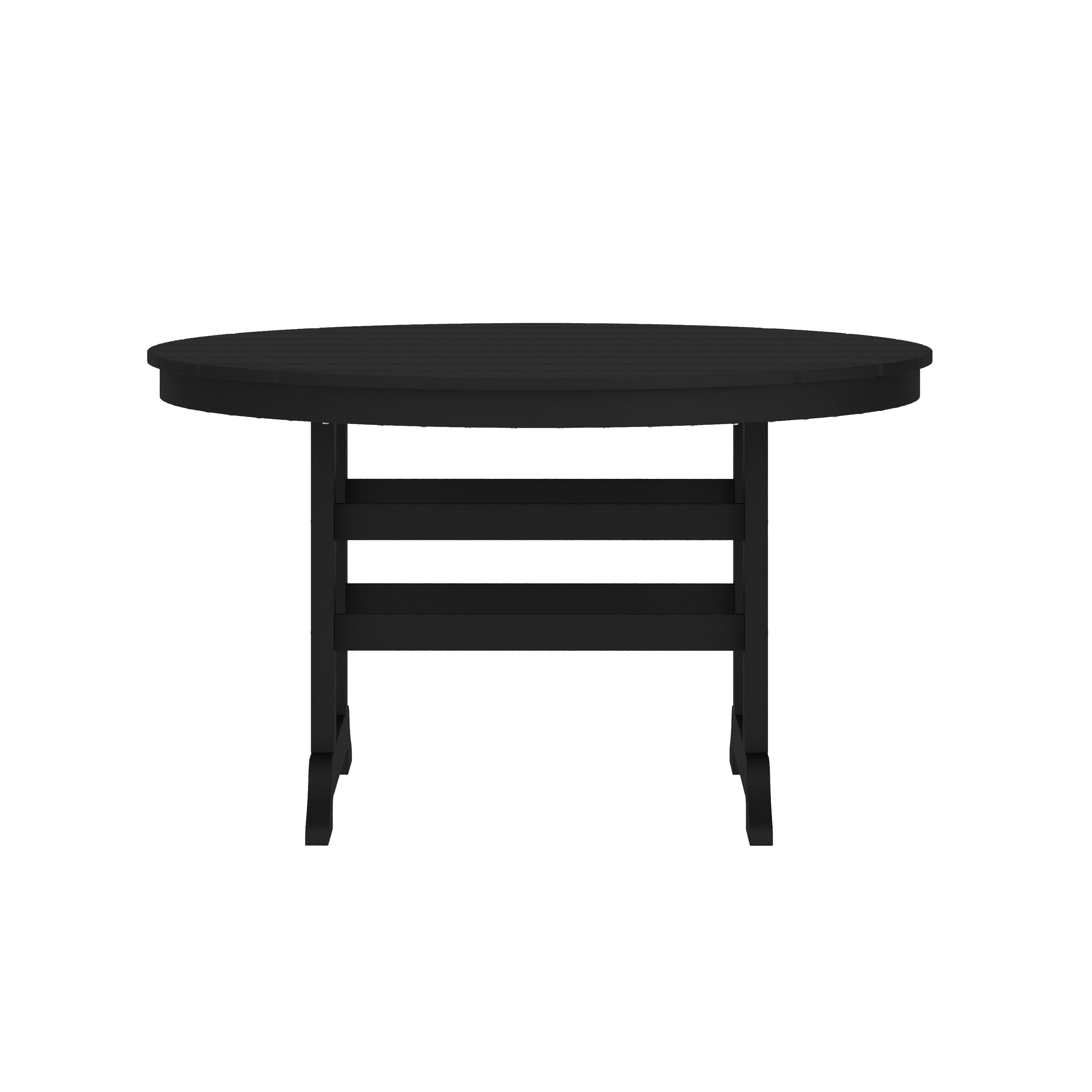 Colonel Commercial Grade Indoor/Outdoor 48" Round Recycled HDPE Adirondack Dining Table for 4 in Black